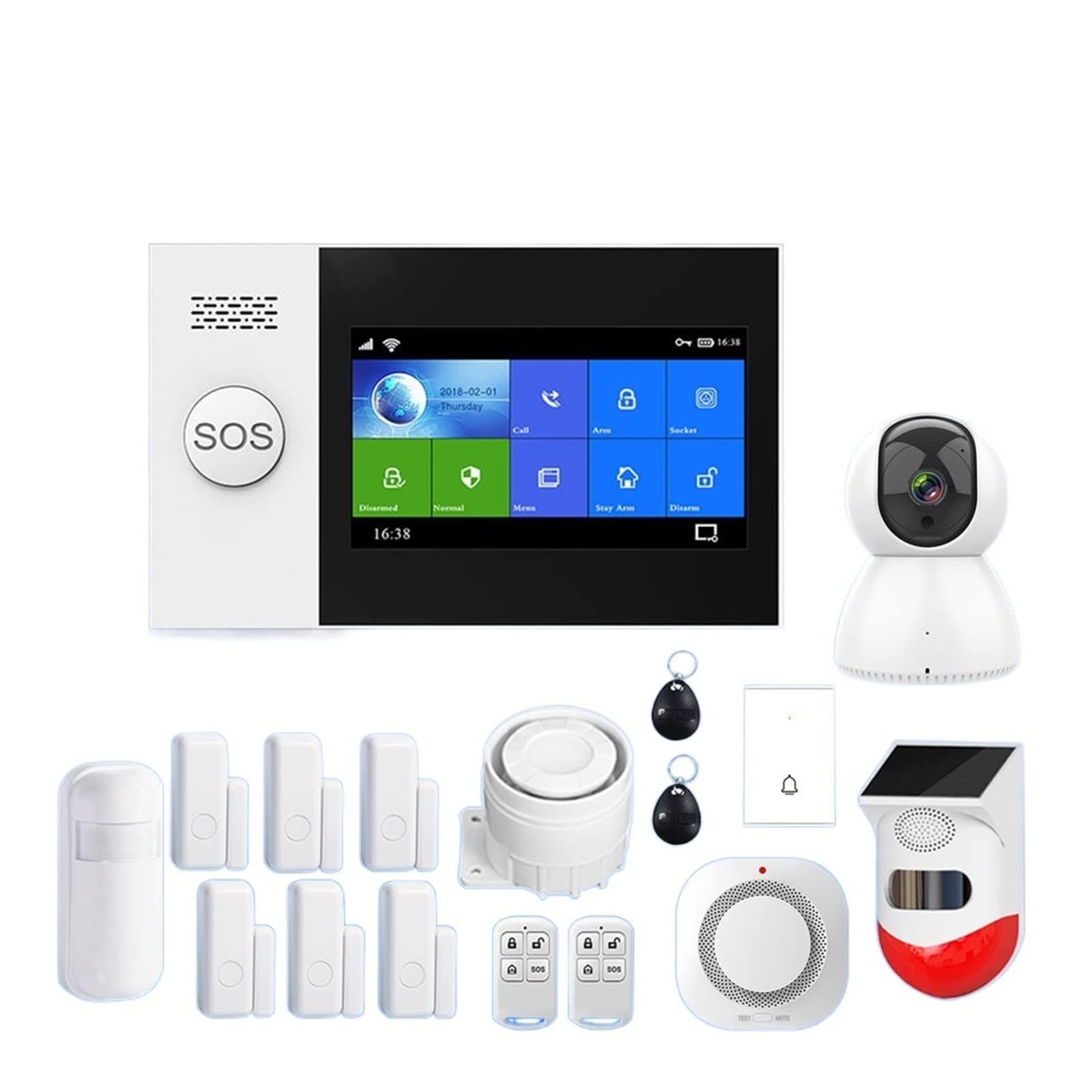 Sistema di allarme di sicurezza, Tuya Wireless Wifi GSM Set di sistemi allarme ladro for ladri domestici PIR Kit sicurezza del sensore movimento App Controllo(SMOKE)