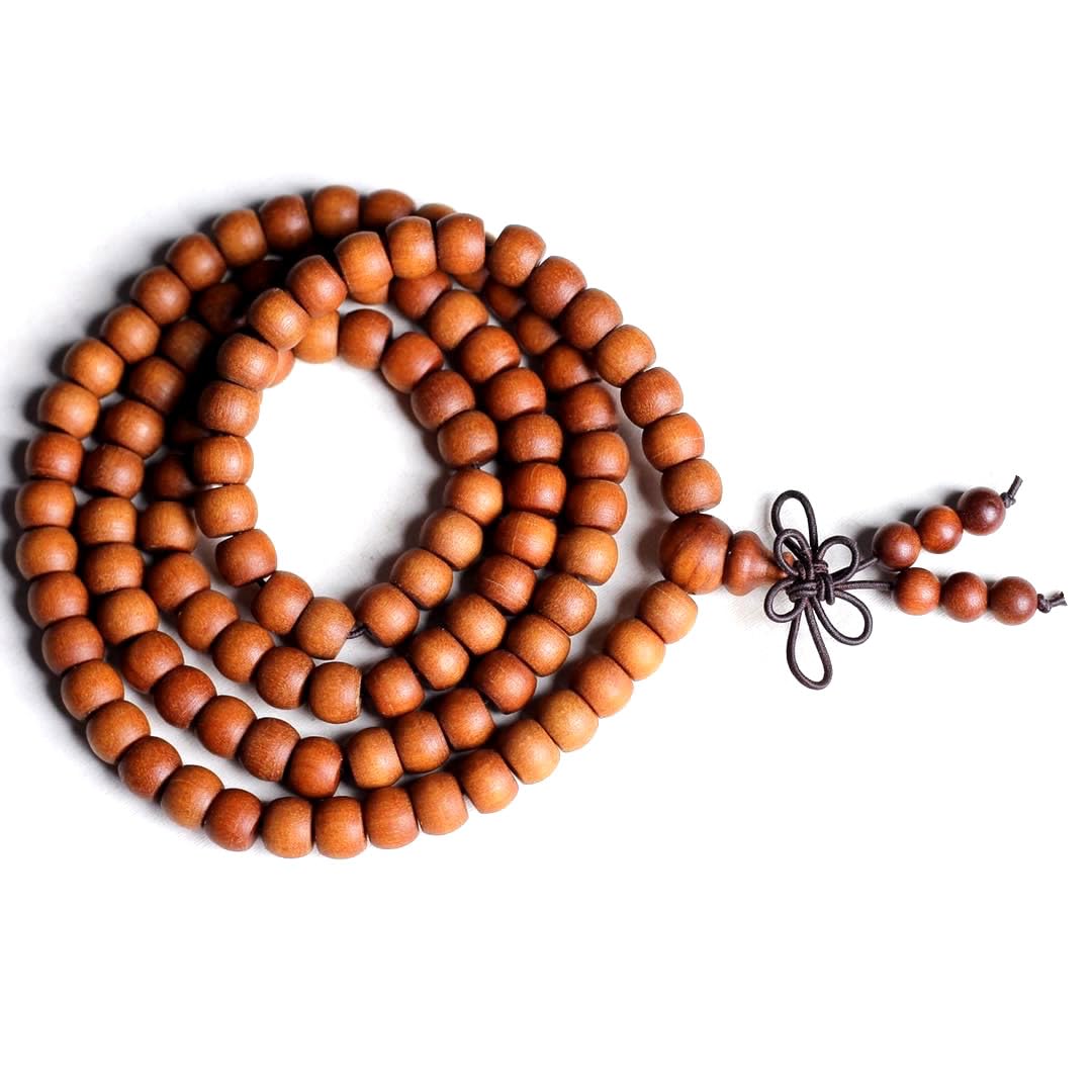 Zen Dear Unisex Teak Wood Prayer Beads Buddha Buddhist Beads Japa Mala Necklace Bracelet Bead