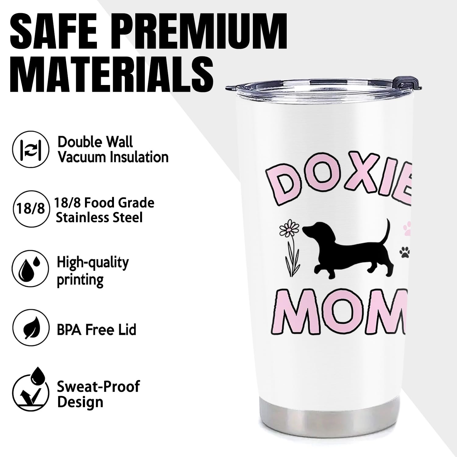 BSHELLOE Dachshund Gifts for Women, Dachshund Dog Mom Gifts, 20 oz Stainless Steel Vacuum Insulated Tumbler