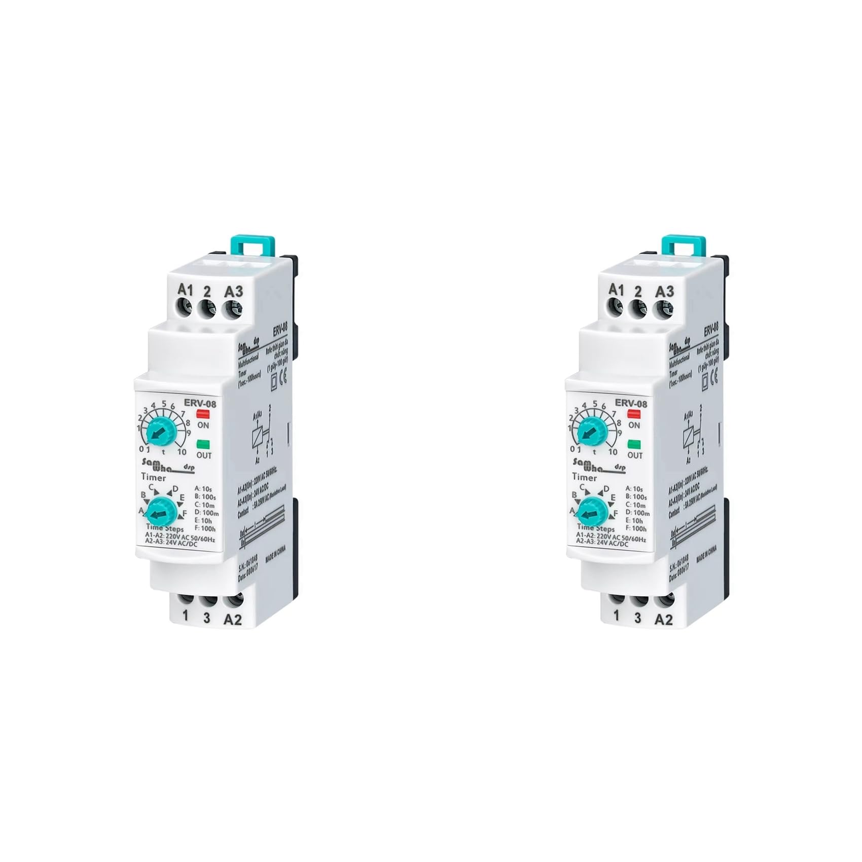 Jnchdghwa White 2X Erv-08 On Delay Multifunctional Time Relay Electronic Adjustable (0,1Sec.-100 Hours)