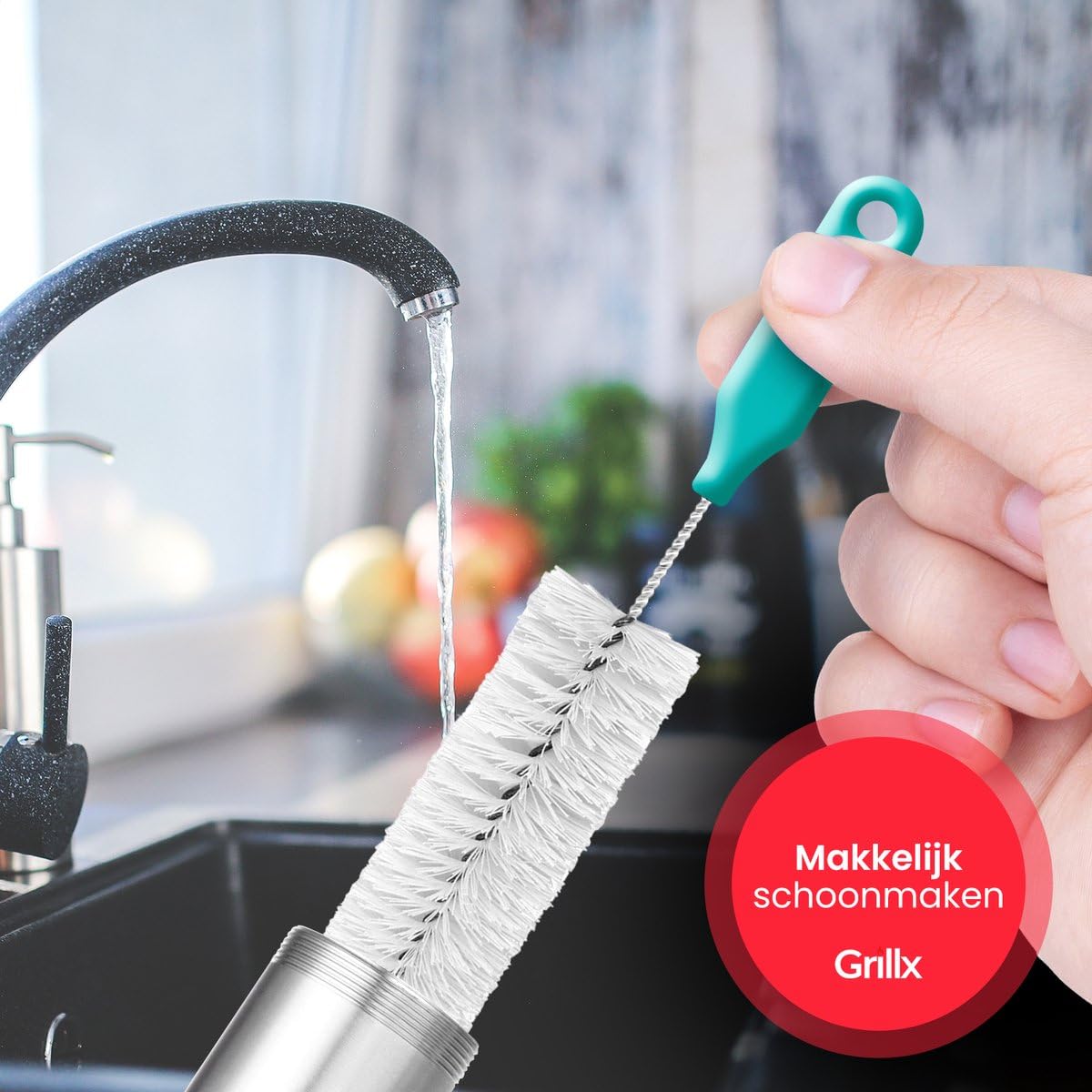GrillX luksusowa strzykawka do marynaty, zawiera 3 igły, szczotki i worek do przechowywania, strzykawka do mięsa - akcesoria do grilla