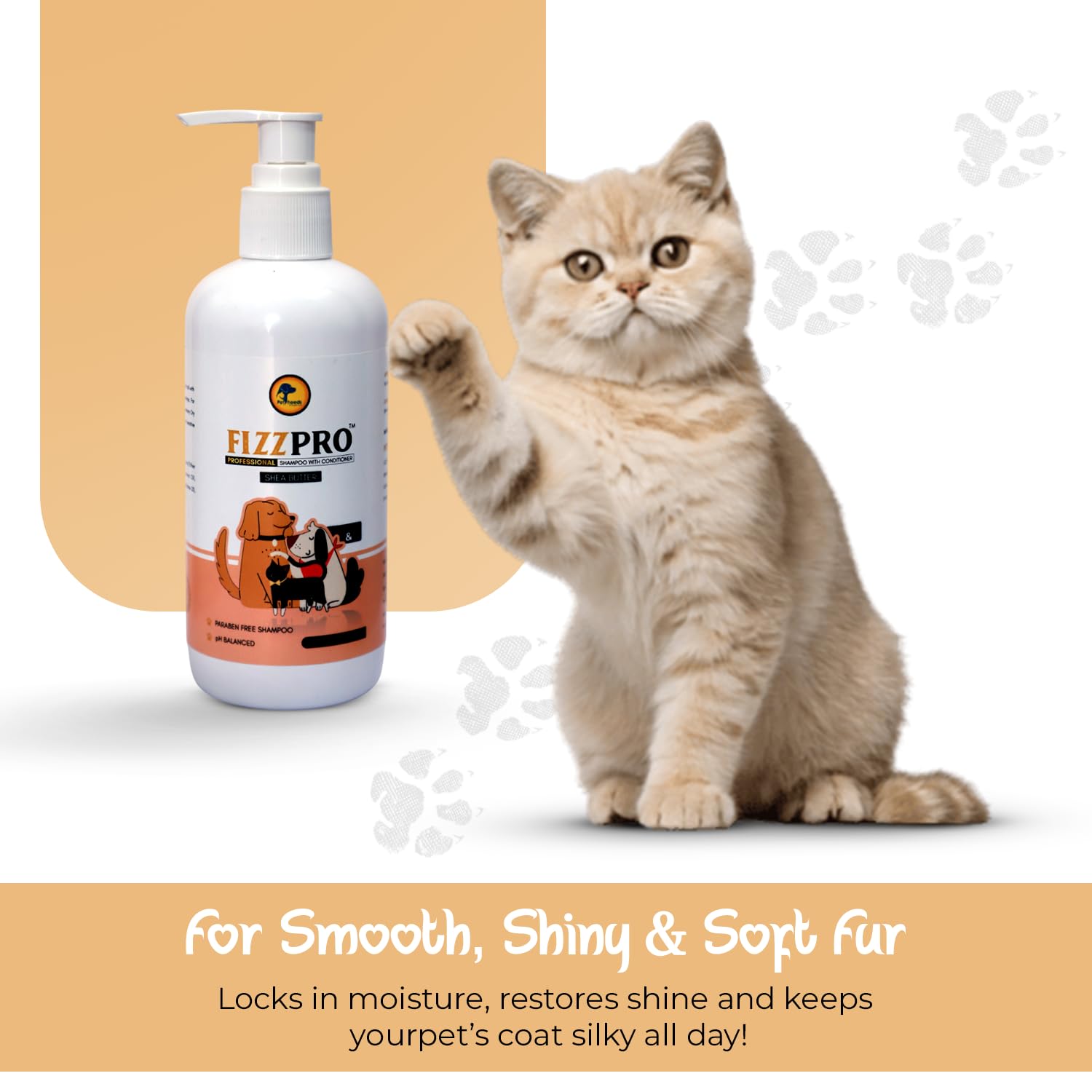 FizzPro Shea Butter 2-in-1 Pet Shampoo + Conditioner for Dogs & Cats 300 ml | Deep Moisturising, Softening & Nourishing Coat Care 2