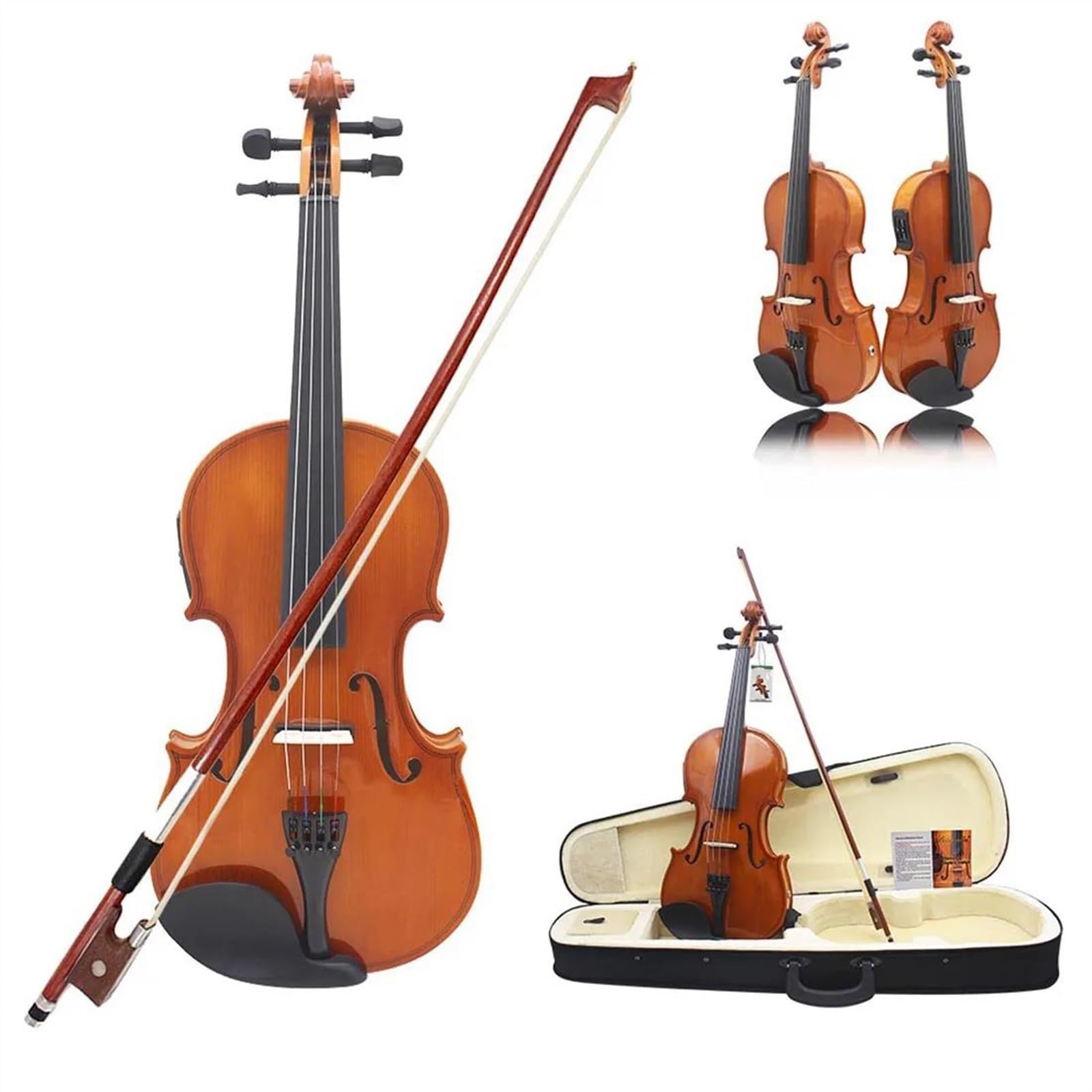 Geige 4/4 Elektrische Violine Massivholz Akustische Violine Mit Bogen Fall Geige Teile Zubehör