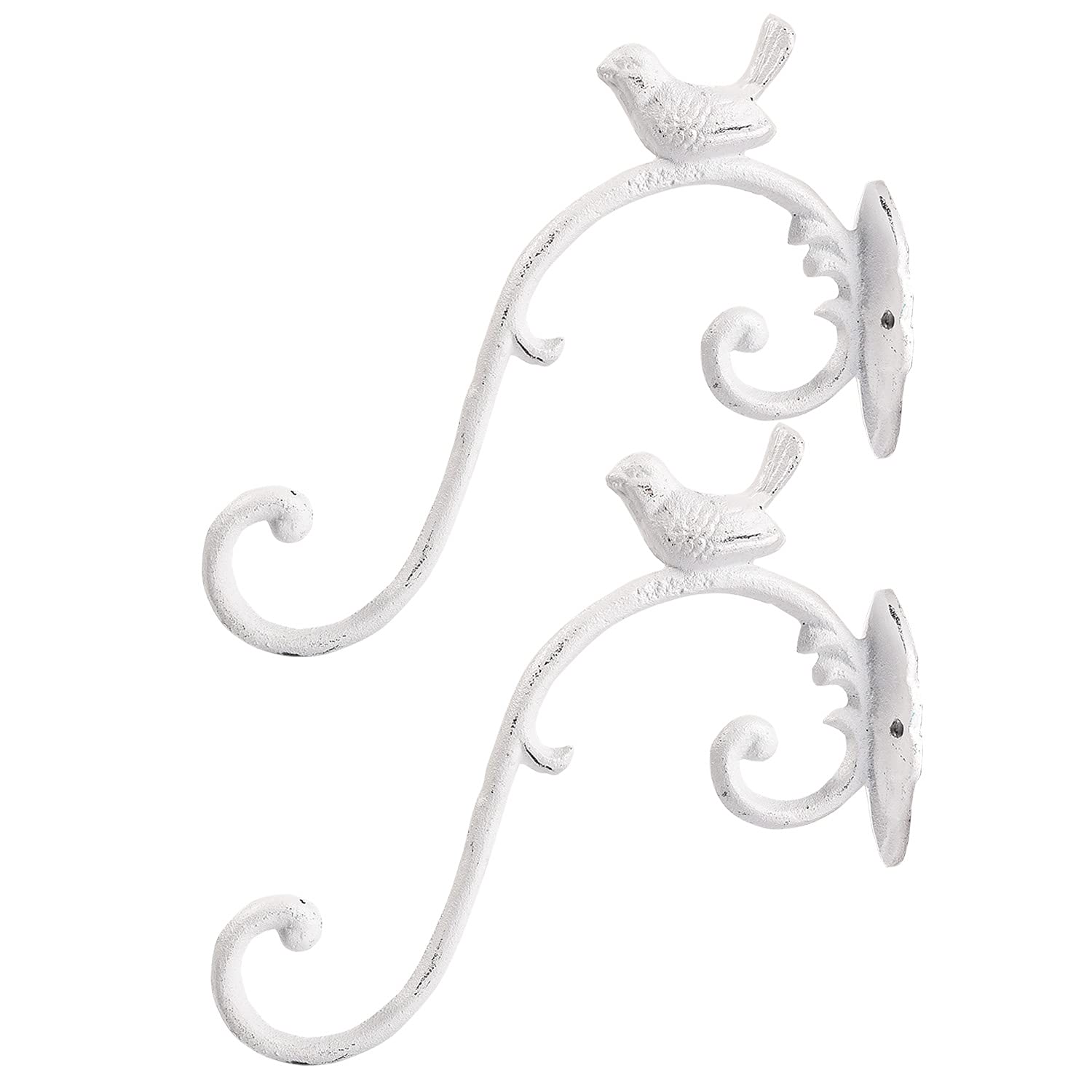Sungmor Staffe In Ghisa Per Appendere - 2 Pezzi, 26 Cm - Vintage Bianco/Nero - Per Mangiatoie E Lanterne