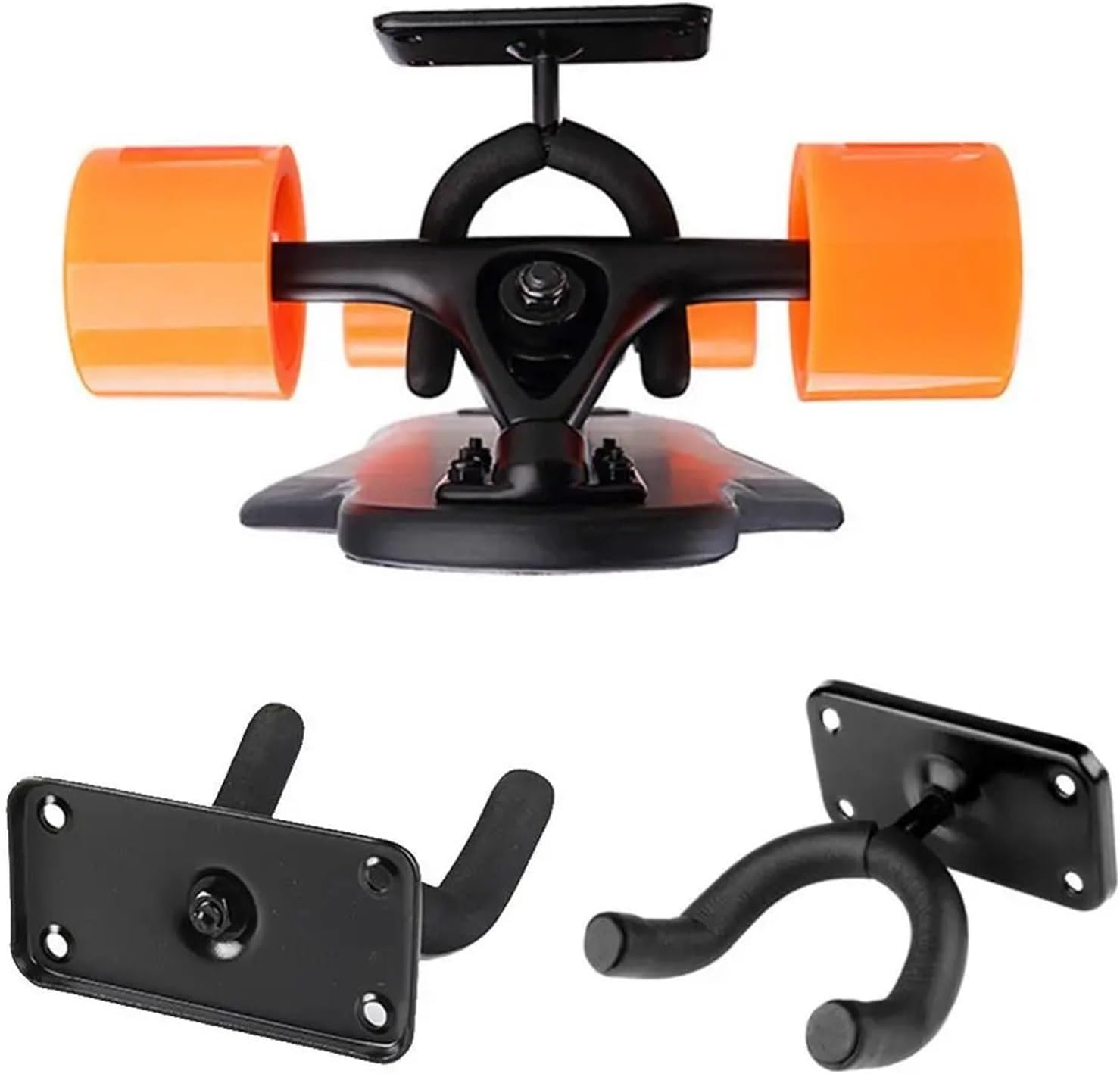 Durable Wall Mount Skateboard Deck Display Wall Mount Horizontal Hanger Rack Stable and Sturdy Longboard Storage Display Rack, Black