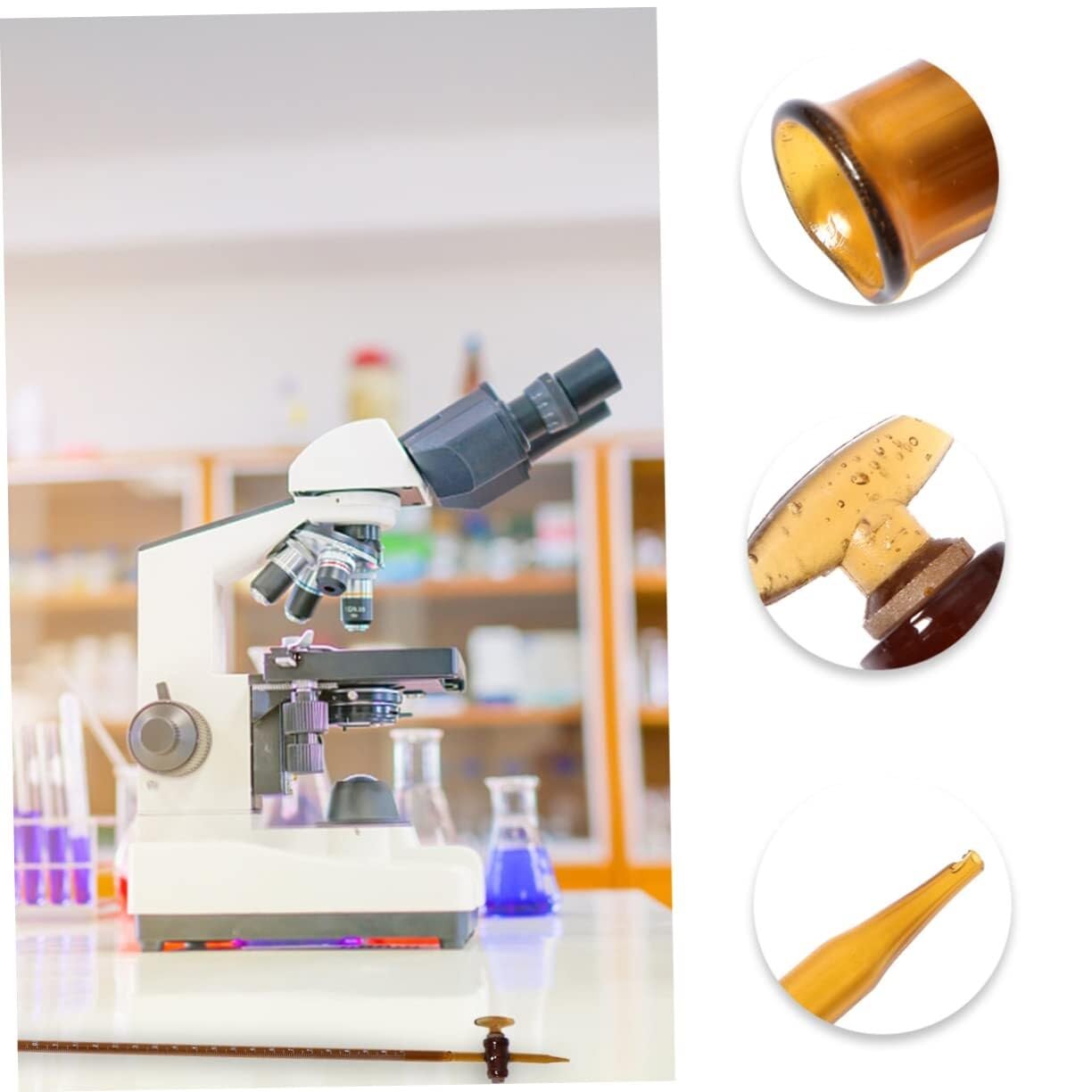 Säurebürette, Borosilikatglas, 10ML & 25ML, Schul-Laborausrüstung, Sicher für Schüler(Brown,25ML)