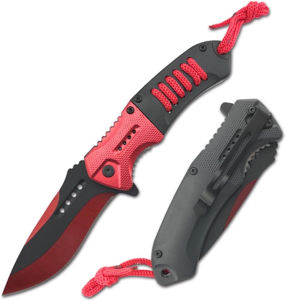 T-27166-RD 4.5" Black/Red Handle with Paracode Asst.Open Pocket Knife