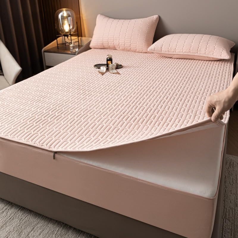 zyhfcfff-sd Mattress Encasement - Full 360° Protection, Easy Care, King & Double (Pink,150 * 200 * 10cm)