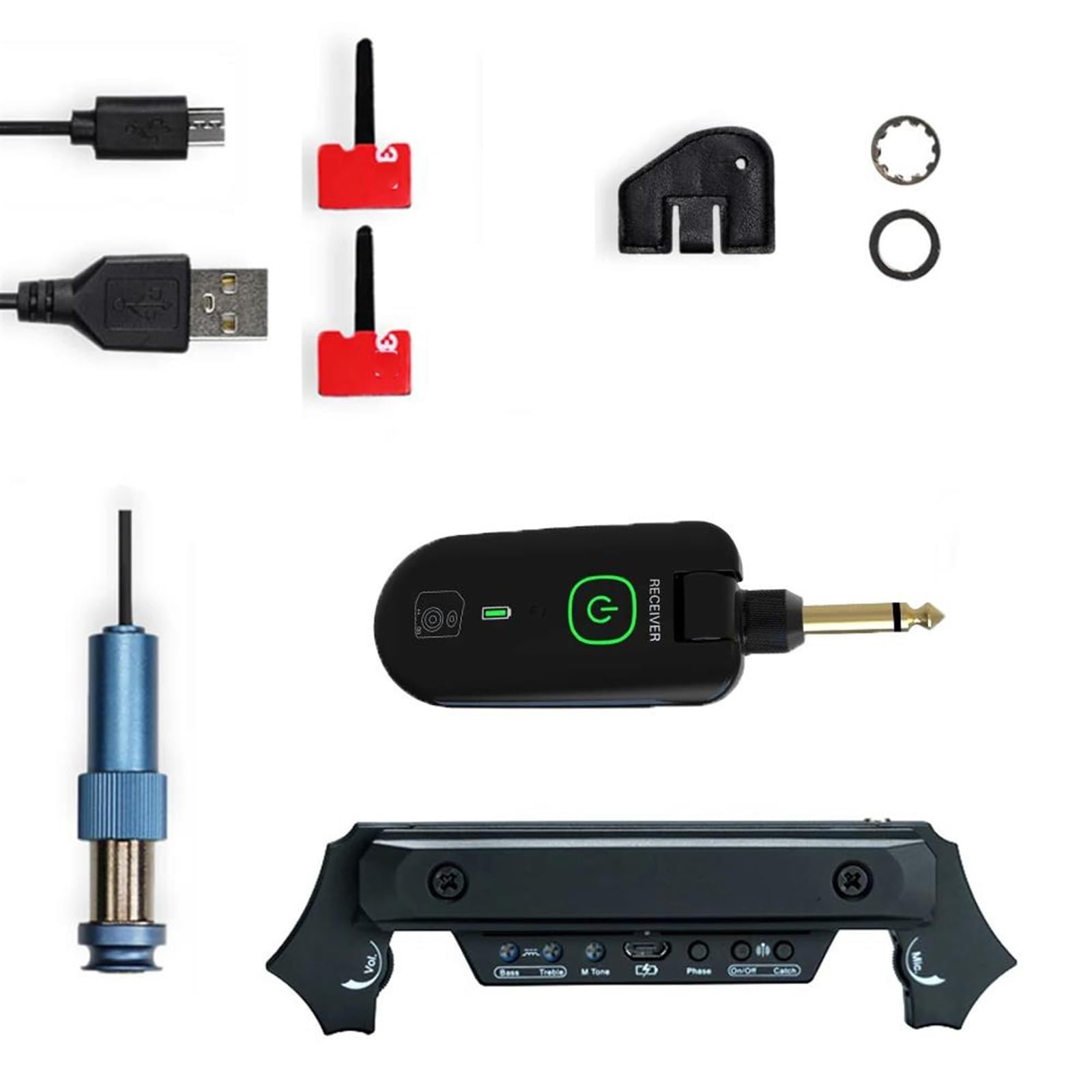 Pickup per strumenti ad arco Pickup Per Buca Per Chitarra Acustica Con Microfono Ricevitore Per Buca Da 80-120 Mm(Bk)