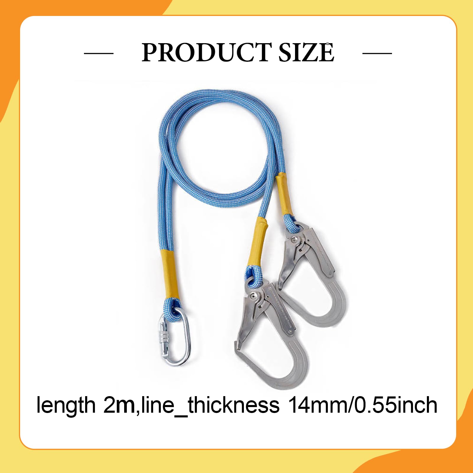 Longe de Sécurité Antichute Double avec Crochet - Ligne de Vie de Retenue pour Toiture Verticale, Travaux en Hauteur et Escalade d'Arbres, Compatible Harnais Standard