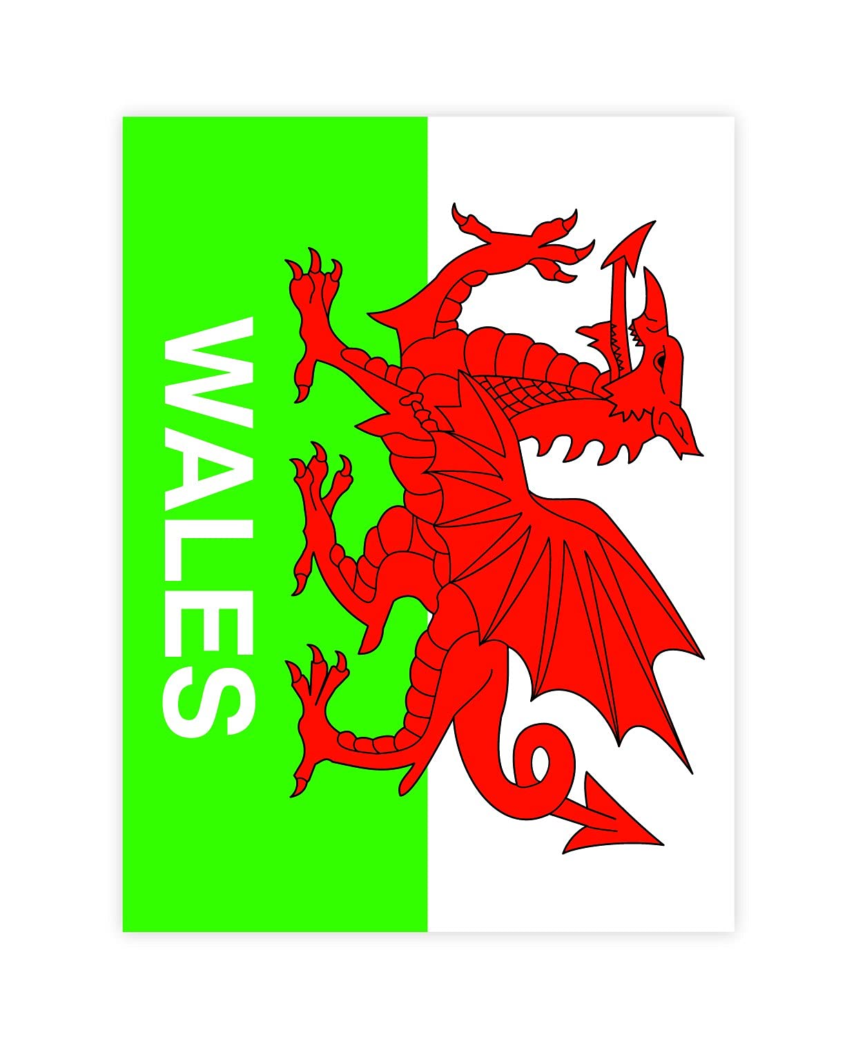 Stickyrico1 Wales Welsh Cymru Flag Decal Sticker Car Bike (Wales Dragon Medium) (WC10)