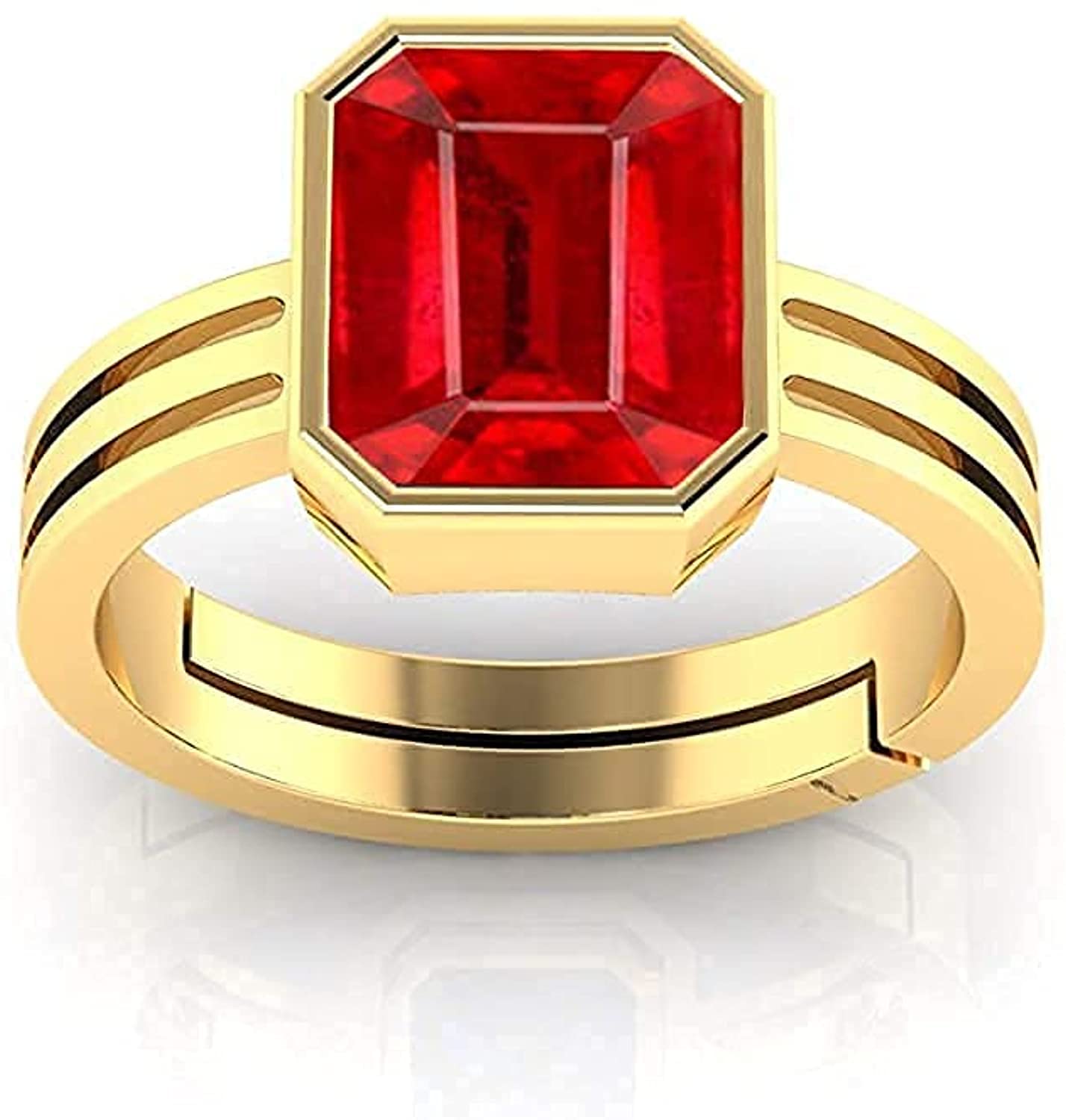 anuj sales 19.25 Ratti /18.00 Carat Ruby (Manik/Manikya/Maneek) Gemstone Panchdhatu Gold Plated Ring for Astrological Purpose (Lab - Teseted)-picture-26
