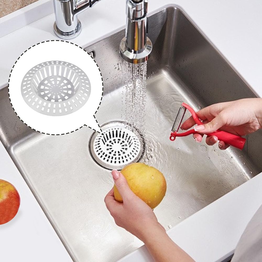 2 Filtri Per Lavello In Plastica Bianca - Antiopolo, Per Capelli E Rifiuti, Diametro 6.8cm, Per Cucina E Bagno - Foto 7