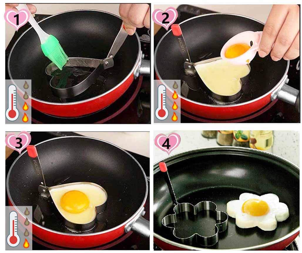 Spiegeleivorm voor koekenpan, 11 stuks eierring van roestvrij staal, eierringen met antiaanbaklaag, pannenkoekring, koken, keukengerei