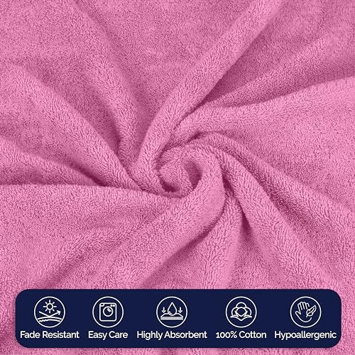 Image of Elegant Comfort Premium Cotton 8-Piece Towel Set, Includes 4 Washcloths, 2 Hand Towels and 2 Bath Towels, 100% Turkish Cotton - Highly Absorbent and Super Soft Towels for Bathroom, Light Pink