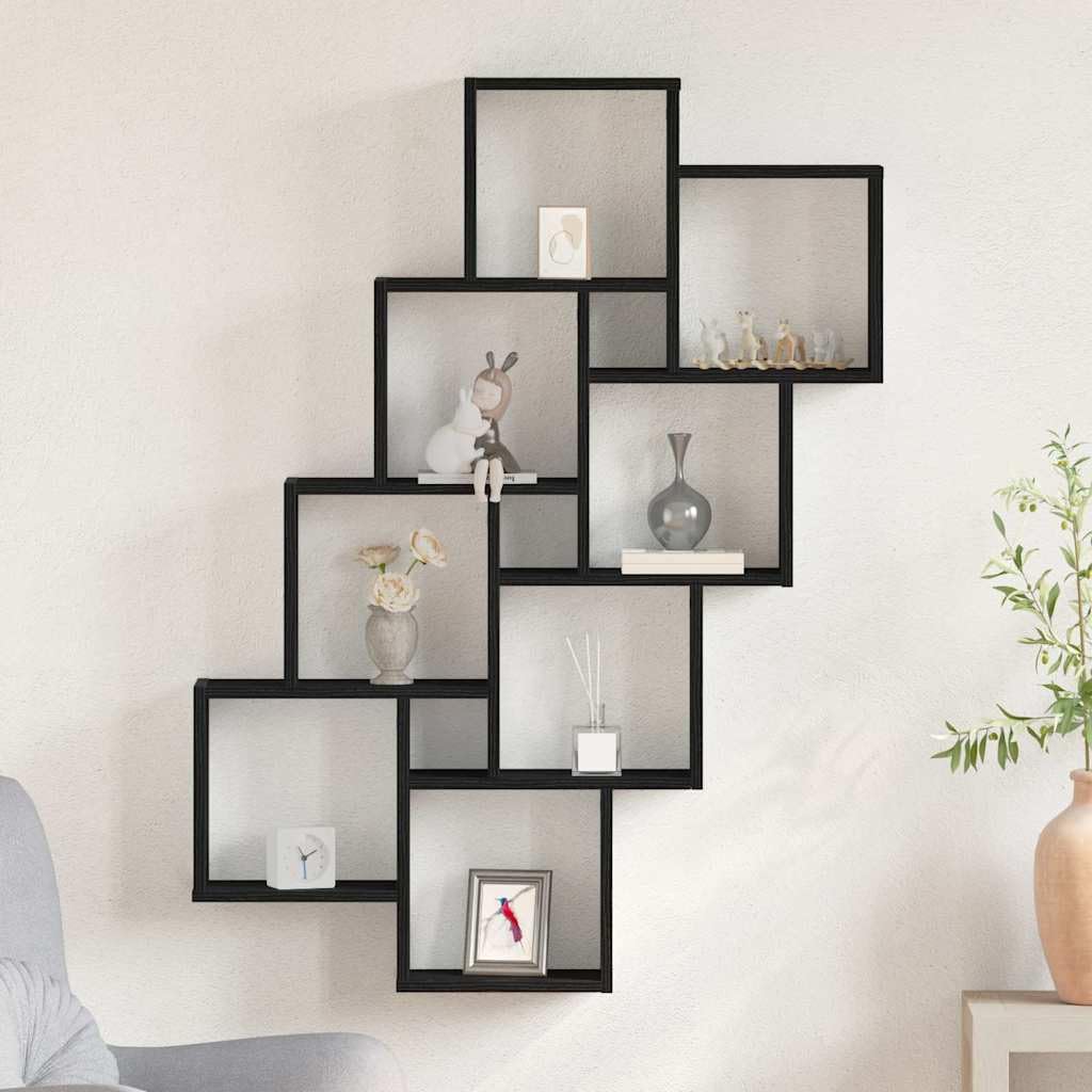 Estantería de pared (90 x 15 x 119 cm, madera derivada de la madera, diseño moderno, 8 compartimentos, resistente y ahorra espacio, para sala de estar, oficina, dormitorio
