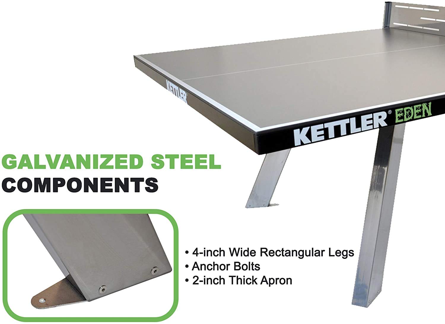 Kettler Eden Weatherproof Stationary Outdoor Table Tennis Table with