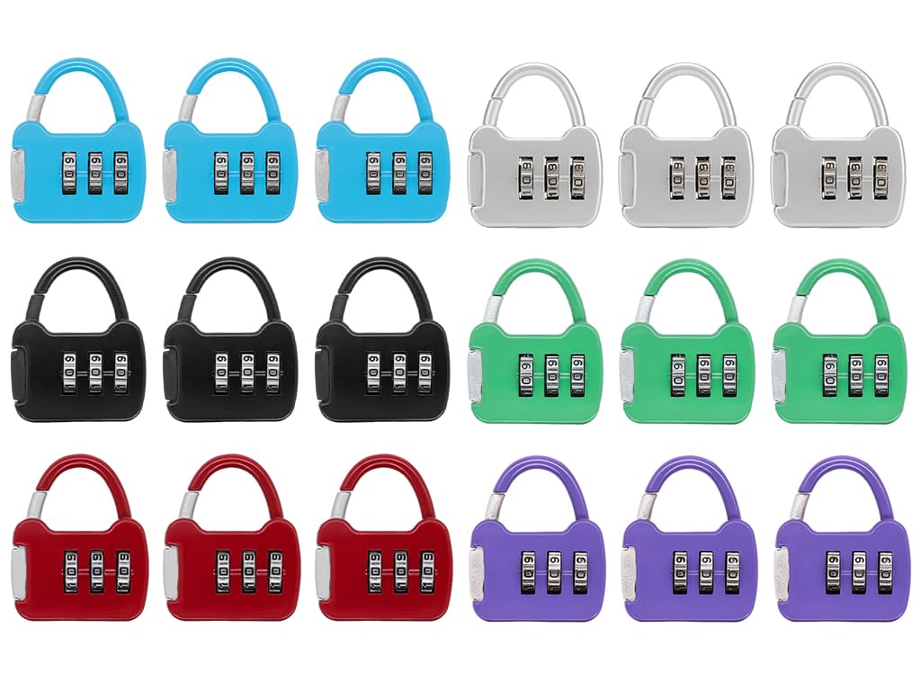 Candado de Combinación de 3 Dígitos, 18 Piezas Mini Candados de Combinación, Mini Candado Reajustable, Candado de Combinación Pequeño, para Viajes, Maletas, Mochilas (6 Colores)
