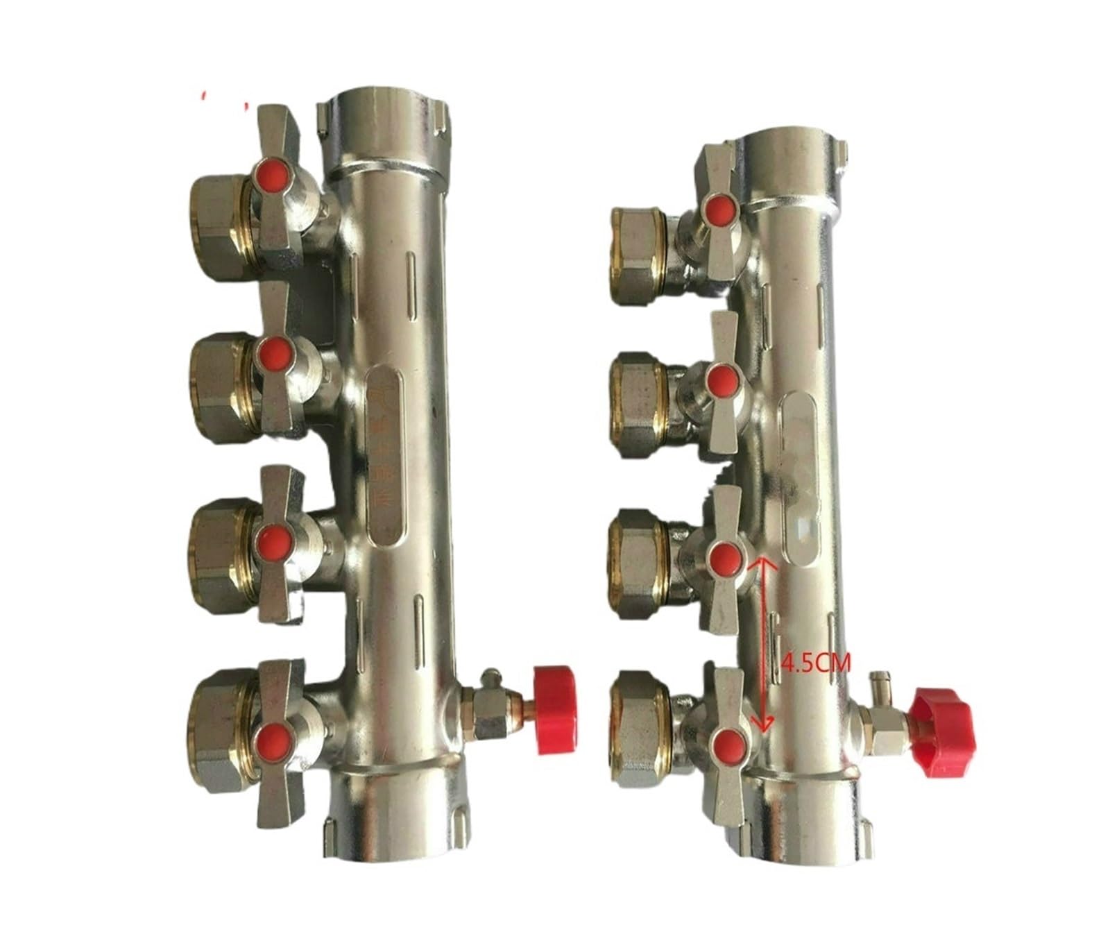 Collettore for Riscaldamento a Pavimento radiante in Ottone da 2 Pezzi 2 Porte - 6 Porte for 1/2 Pex(4 Port)