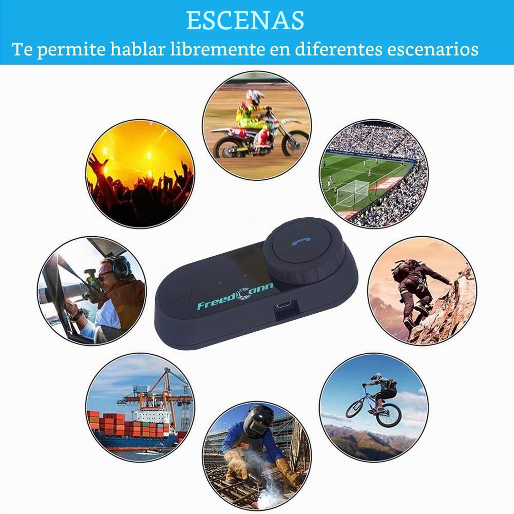 FreedConn TCOM VB Intercomunicador Casco Moto,Auricular Bluetooth Casco Moto, 800M Sistemas de Comunicación Bluetooth para Motocicletas,2~3 Motoristas,HiFi Estéreo Cancelación de Ruido,2 Pieza