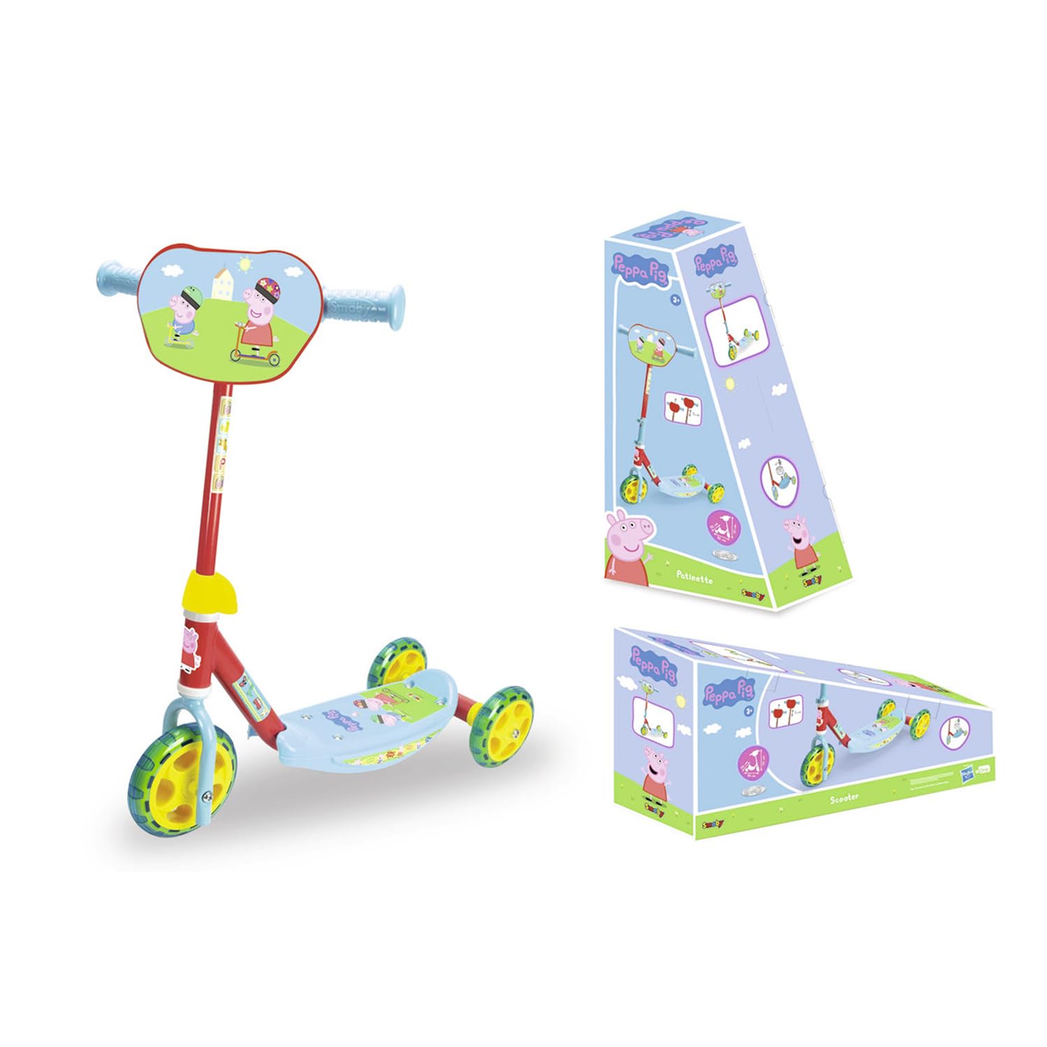 Peppa Pig Monopattino 3 Ruote, Scooter per Bambini con Personaggi Peppa Pig, Multicolore