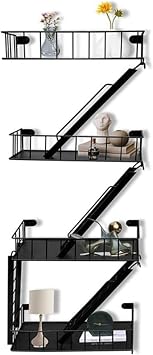 Multi-Tier Stair Shelving Unit, Wrought Iron Storage Rack, Wall Mounted Storage Unit, Home Bedroom Decor 4 Tiers