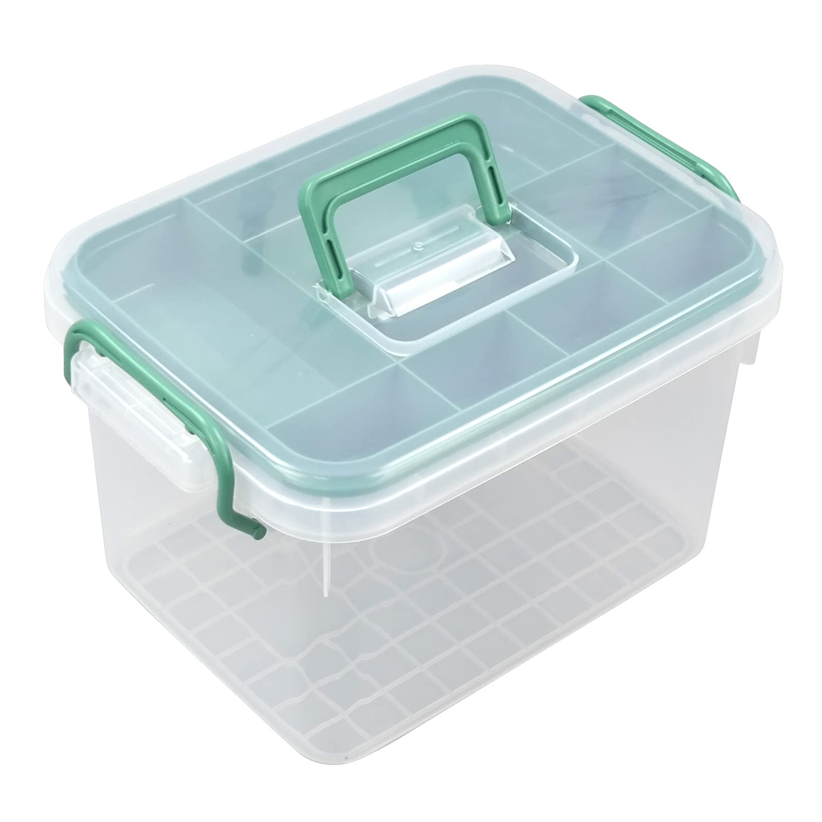 Asking Zopnny 1 Pack Plastic First Aid Medicine Box, First Aid Storage Box with Handles and Lid, Clear