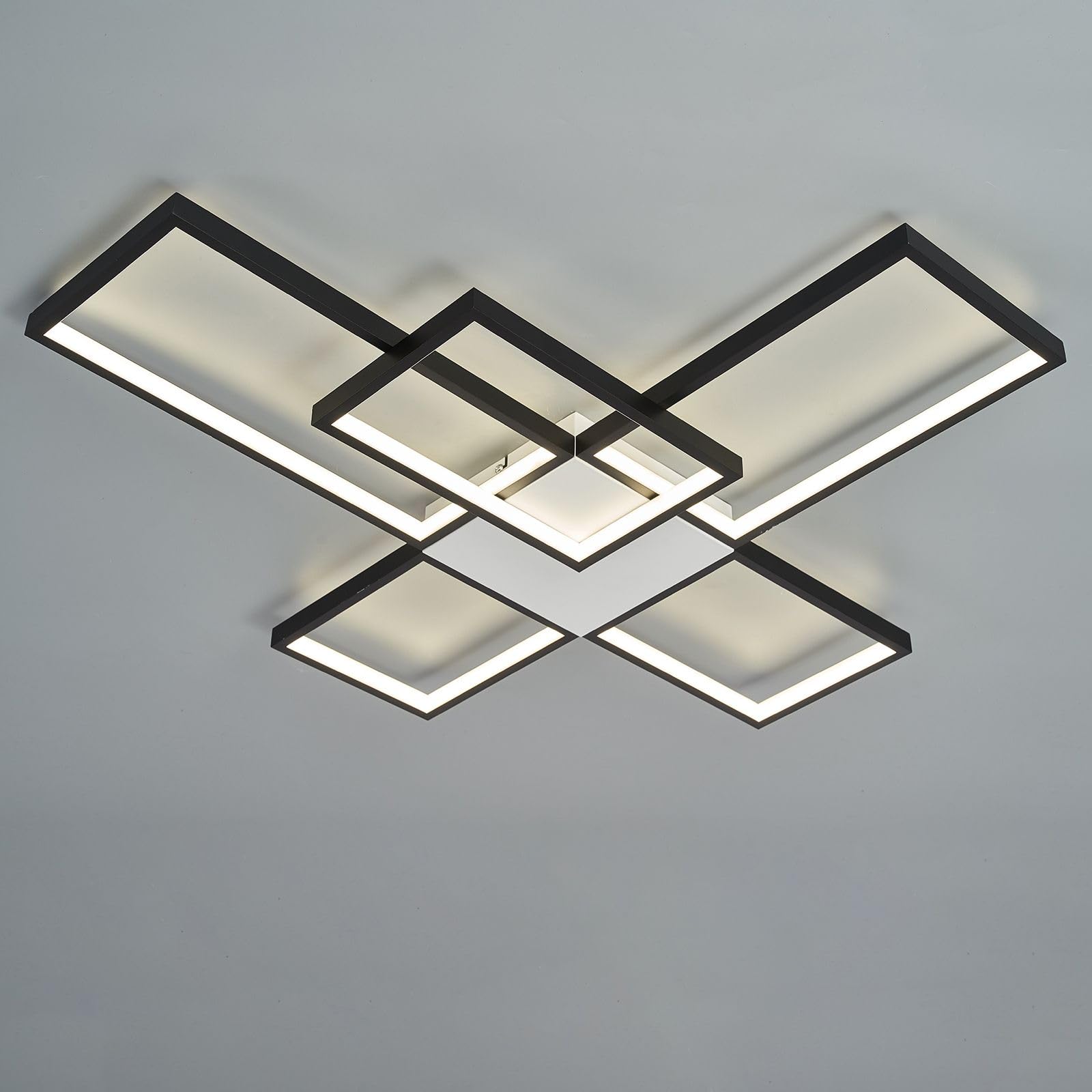 Lampada Da Soffitto nera opaca Luminosità Dimmerabile 3000k-6000k Lampadario Per Soggiorno Sala da pranzo Dimmerabile Con Telecomando 72v 5040LM (Black-BLS-FH102-S)