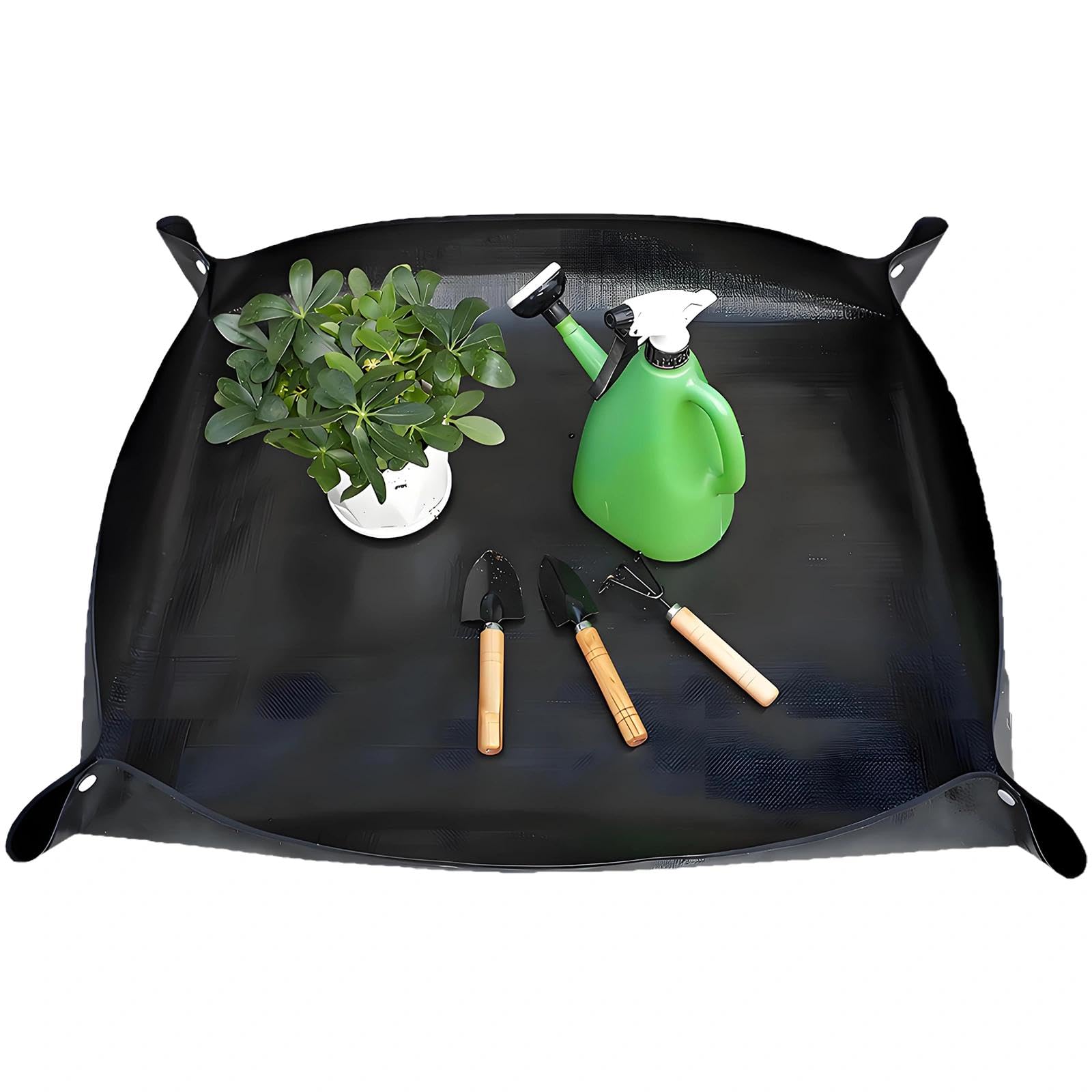 Shiliuzhi Black 100Cm X 100Cm Plant Repotting Mat, Waterproof Thicker Transplanting Mat, Portable Gardening Soil Replacement, For Succulent Plants,