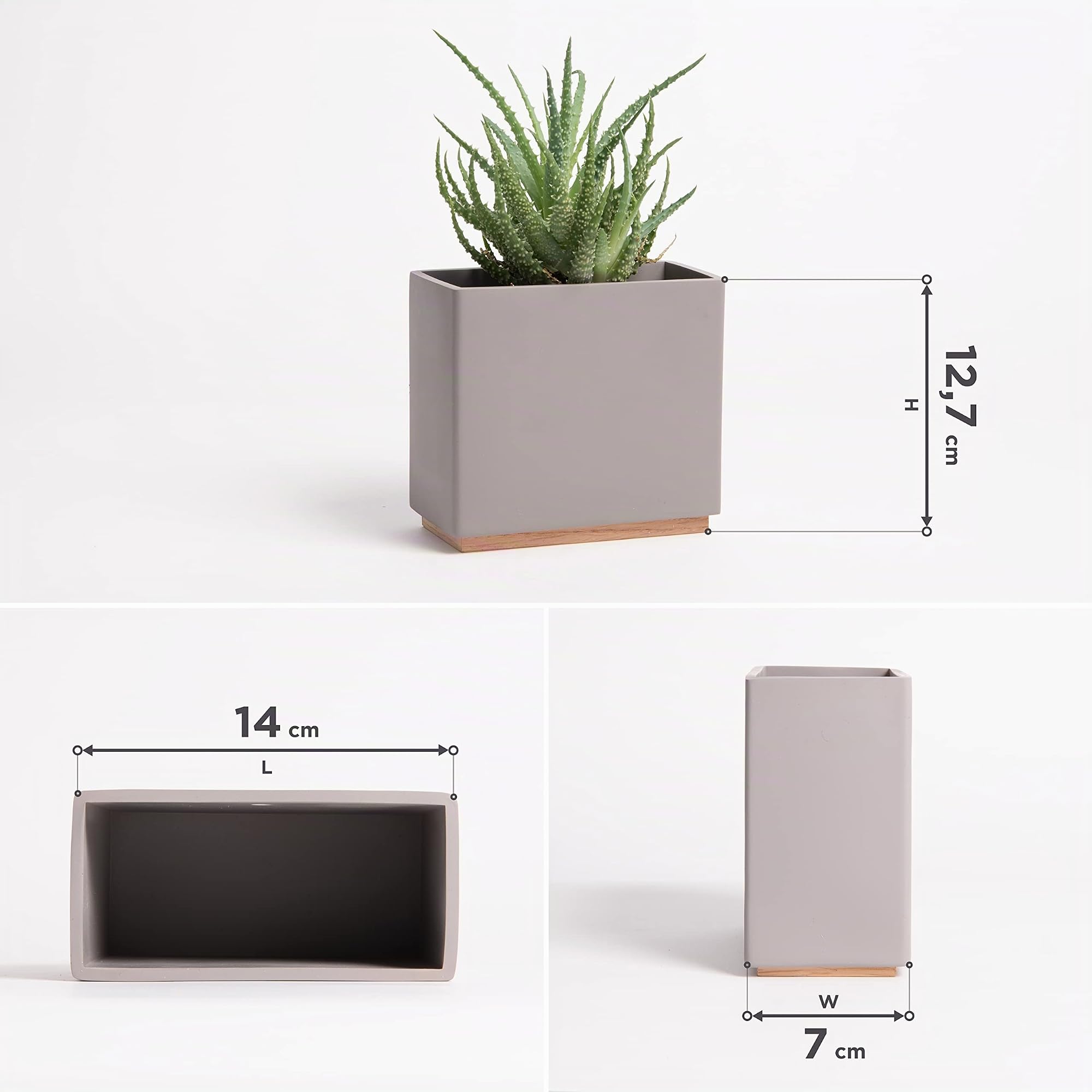 Kazai. Jardineras de Pared -Alma- | 3 Macetas Colgantes Modernas de Resina | Set de Porta Plantas para Plantas de Interior, Plantas Artificiales y más | Gris Pardo