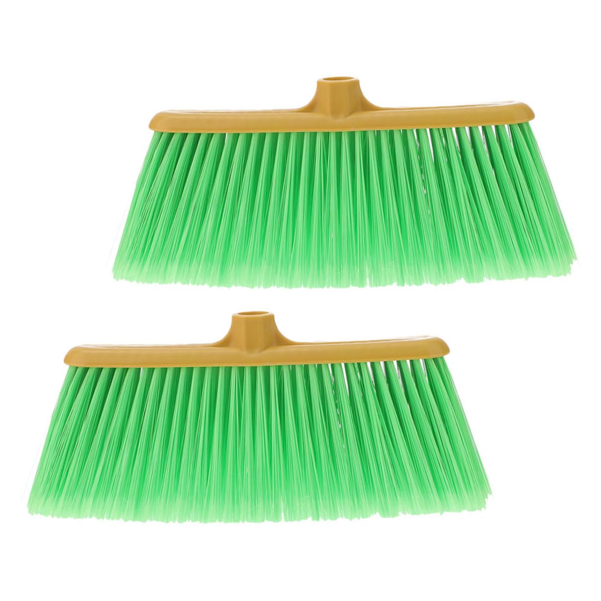 GOOHOCHY Plastic Broom Head 2pcs Broom Parts Replacement for Clean Home Office Garden Green