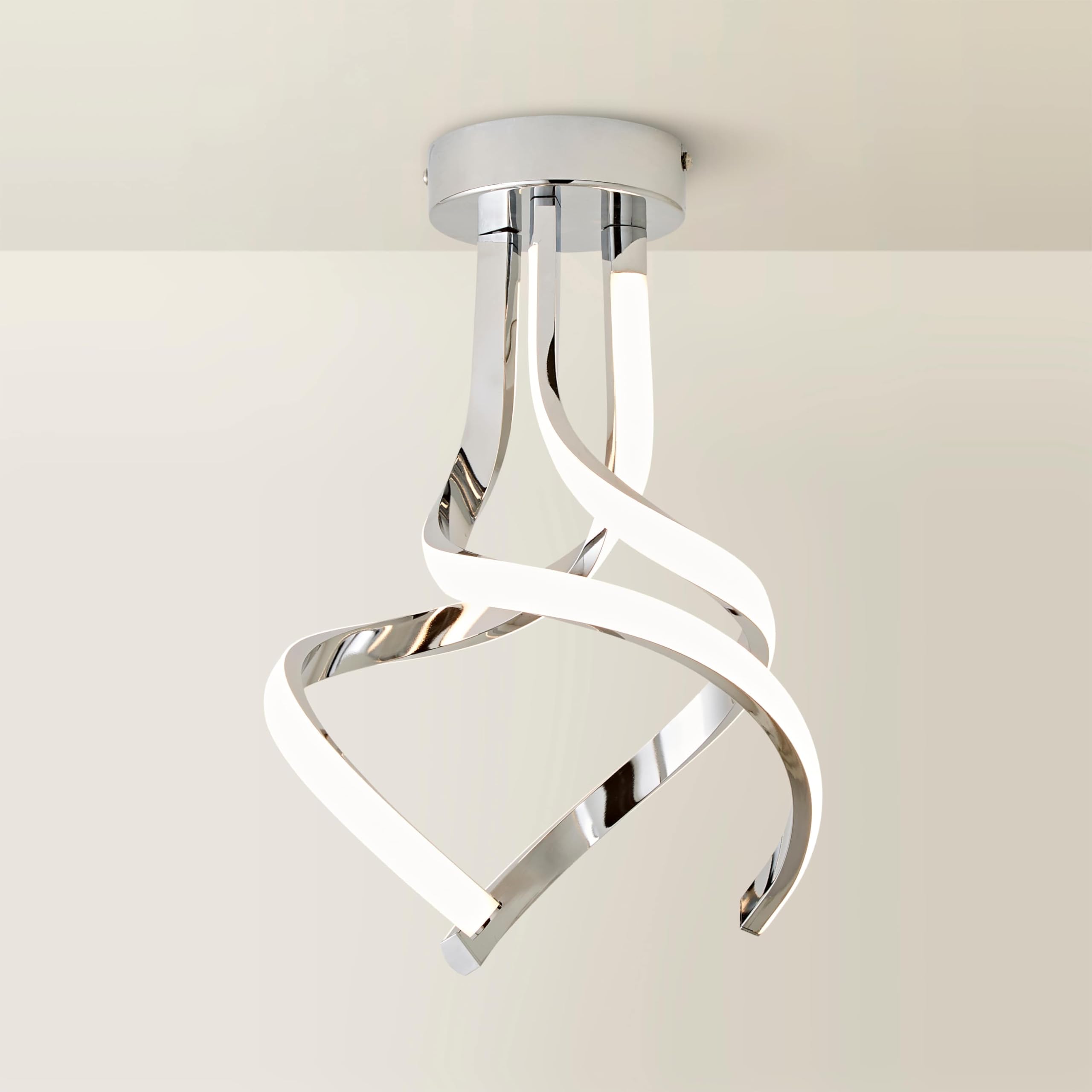 Valuelights Chrome, Silver | Chrome Single Twist Integrated Led Ceiling Light Fitting For Living Room | Ceiling Lights, Home Décor & Improvement Essential | Mains Wired