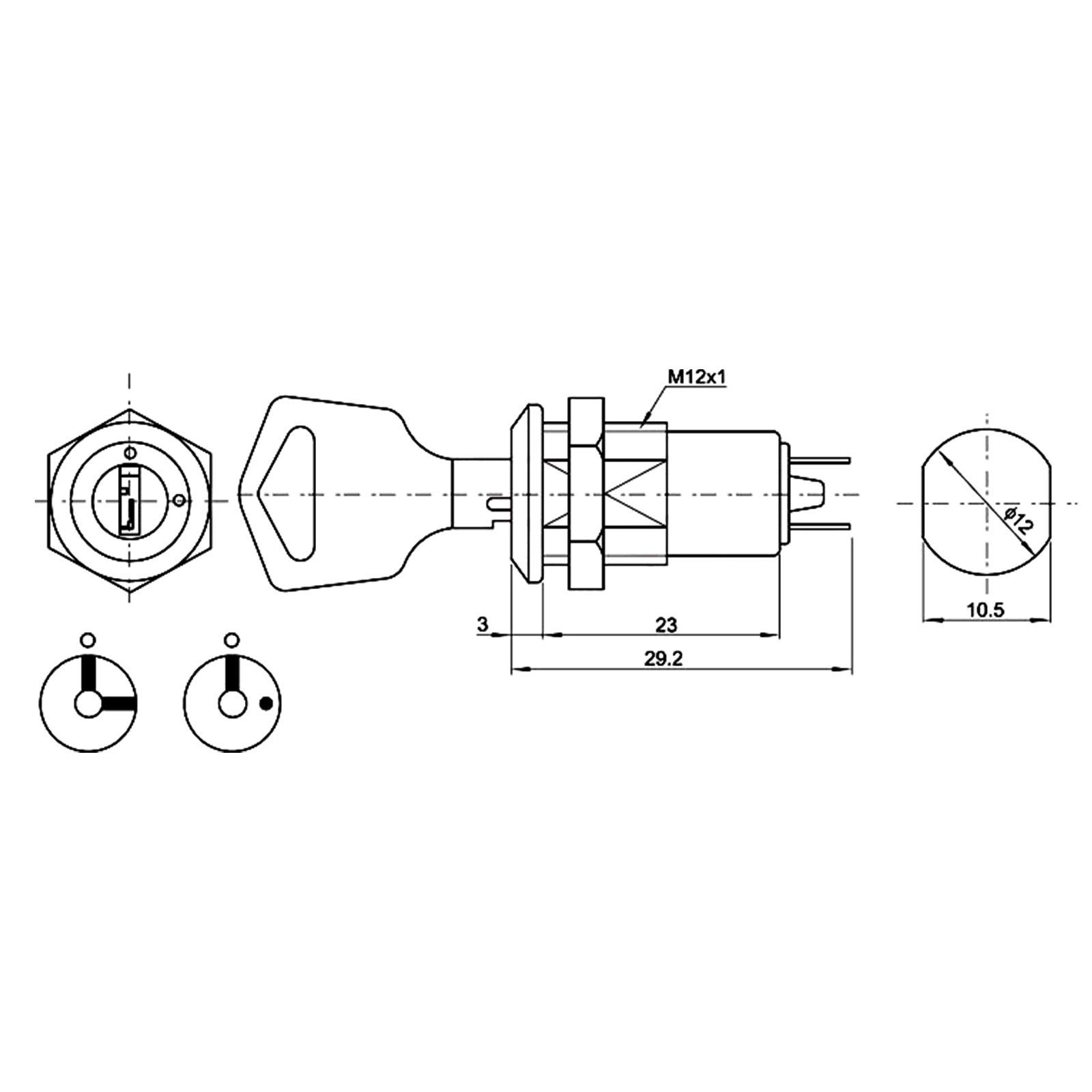 Interrupteur à Clé 2 Positions 1NO YSKG-02 - 16mm, 2A/250V, Contact Normal Ouvert, Pour Armoire De Commande, Ascenseur