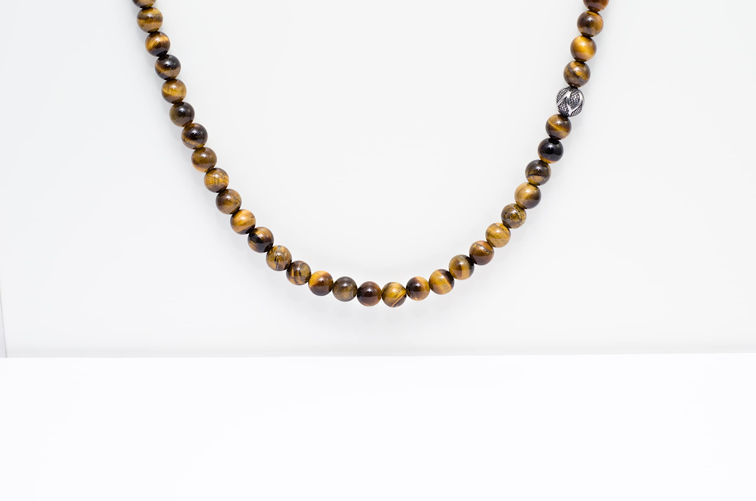 Herren Kette Perlenkette Onyx Tigerauge