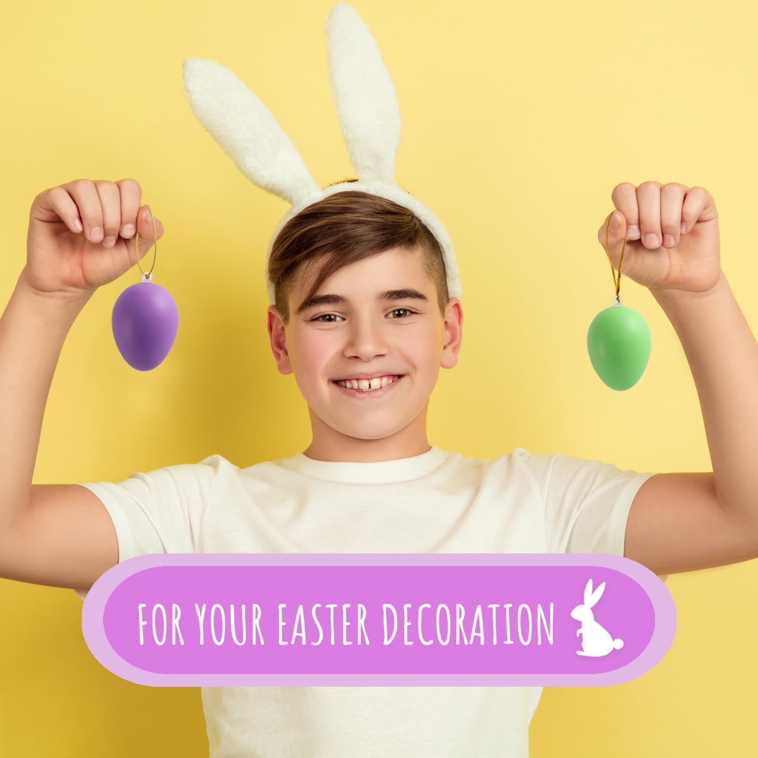 Festicy 48 Easter Eggs XXL 2026 Set I Decoration Outdoors & Indoors I 6 Acrylic Paints & 2 Brushes I Durable Decor I Easter Decorations for Table