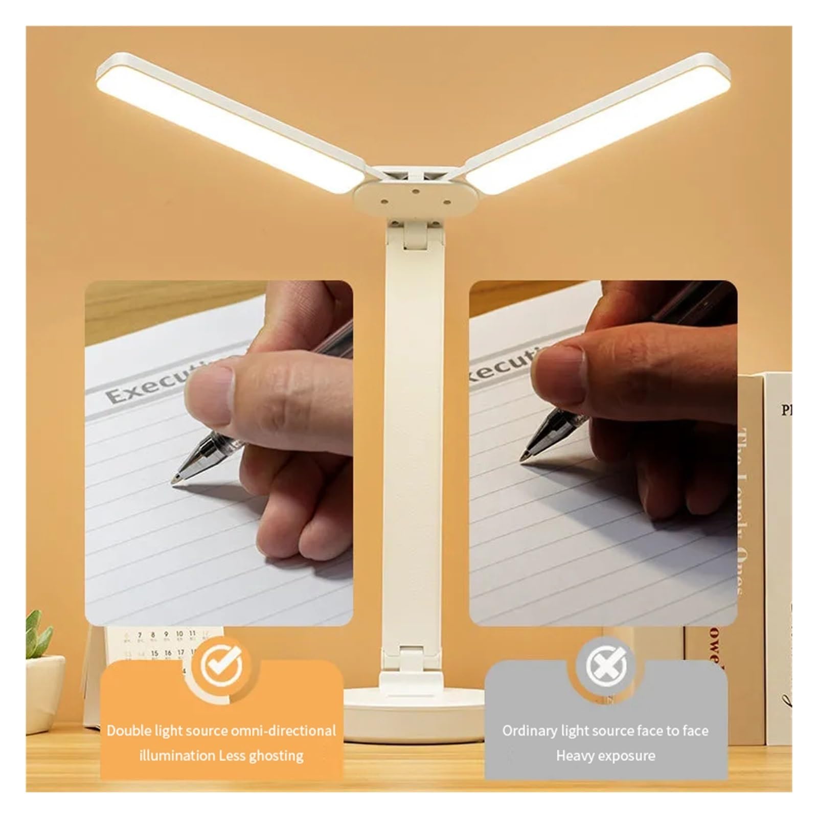 Lámpara de escritorio LED Luz nocturna táctil regulable de 3 niveles | Mesa plegable con protección ocular recargable por USB for lectura de cabecera(USB powered)