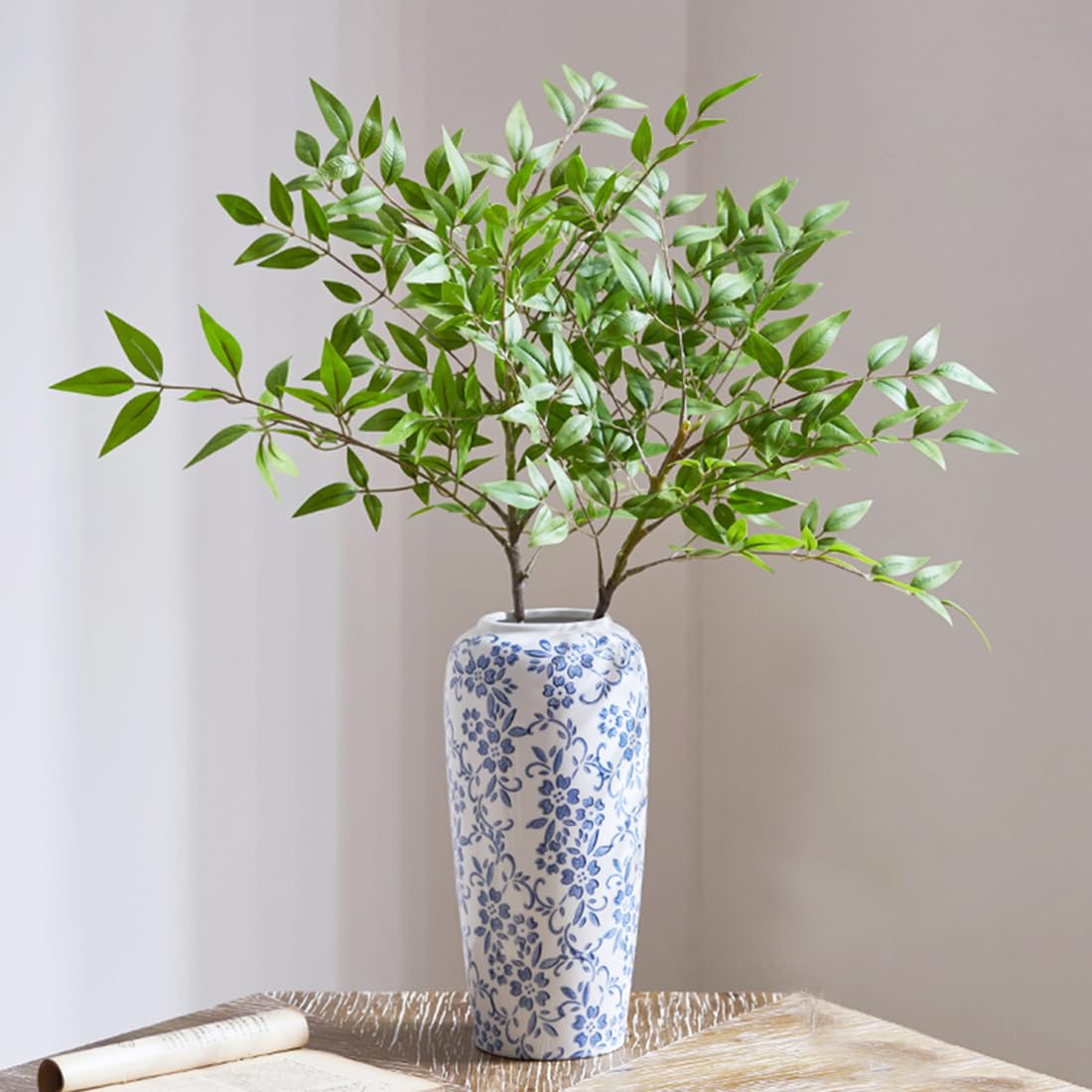 Amazon.co.jp: XIUWOUG ヴィンテージブルーとホワイトの花瓶、青と白の