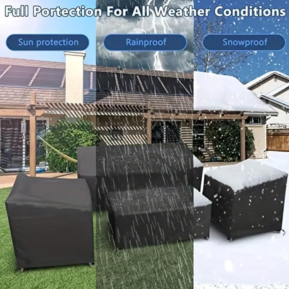 Juego de 4 fundas impermeables y resistentes al viento para muebles de exterior, protección resistente a la intemperie para varios tipos de muebles de jardín (negro 420D)