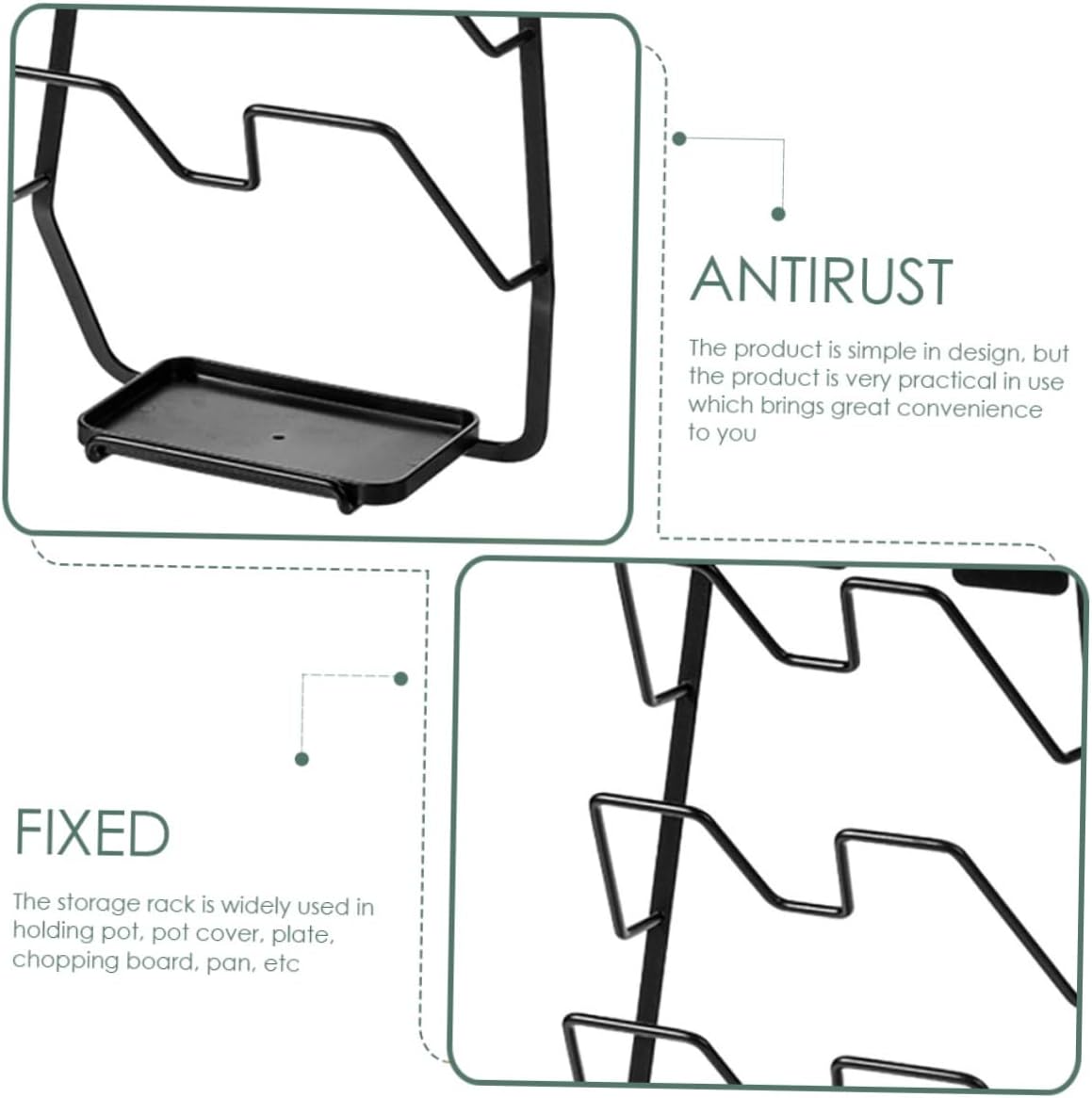 Cabilock Wall-mounted Pot Lid Storage Rack Kitchen Organizer for Chopping Board and Pot Cover No Punching Design for Easy Installation Suitable for Smooth Home Use