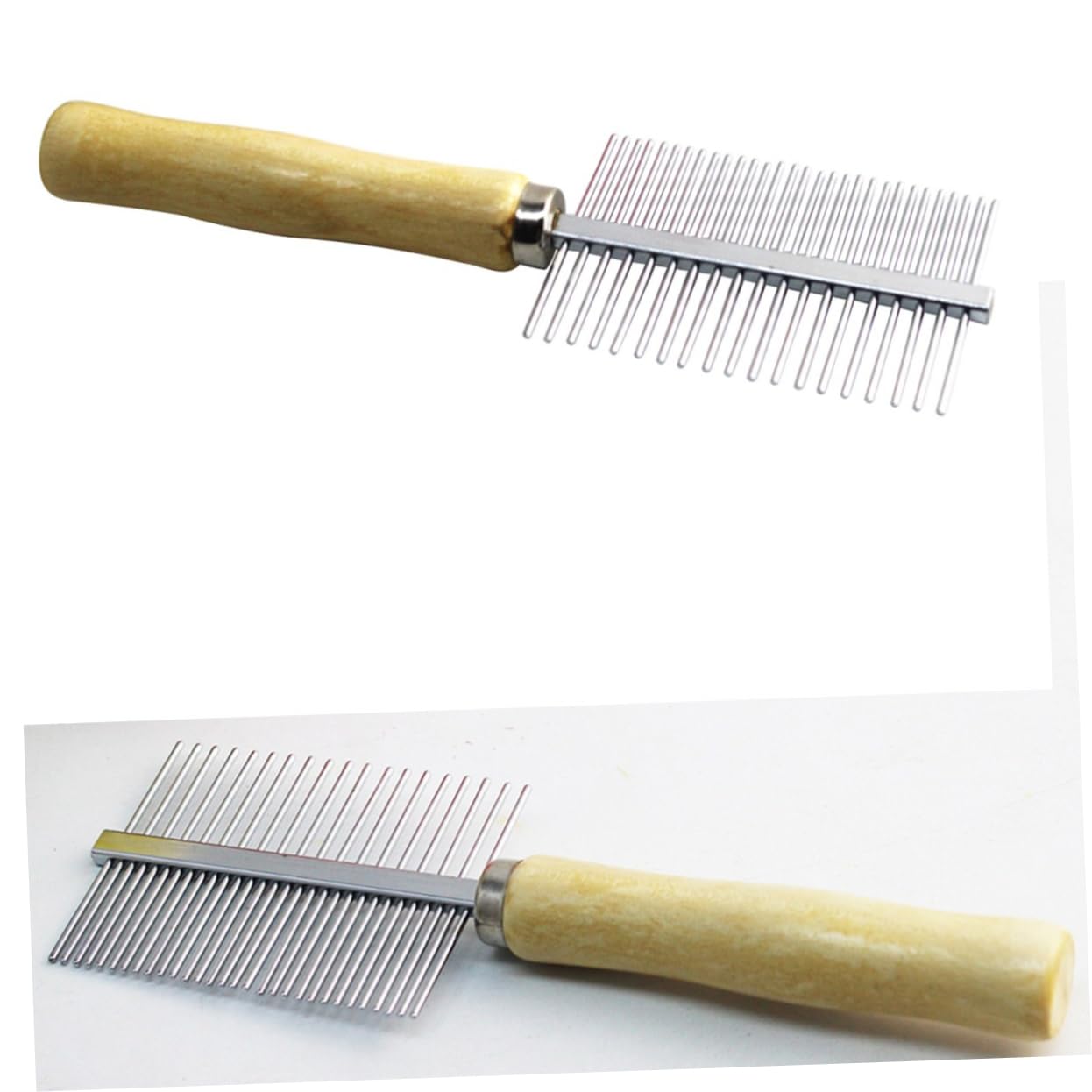 Hohopeti Pet Comb Trimmer Double Row Grooming Comb Stainless Steel for Cats and Dogs