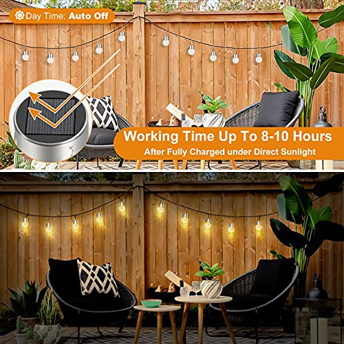 Image of Bosceos 12Pack Hanging Outdoor Solar Lights - Decorative Cracked Glass LED Ball Waterproof Tree Powered Globe With Handle for Garden Yard Patio Fence Holiday Decoration, Warm White