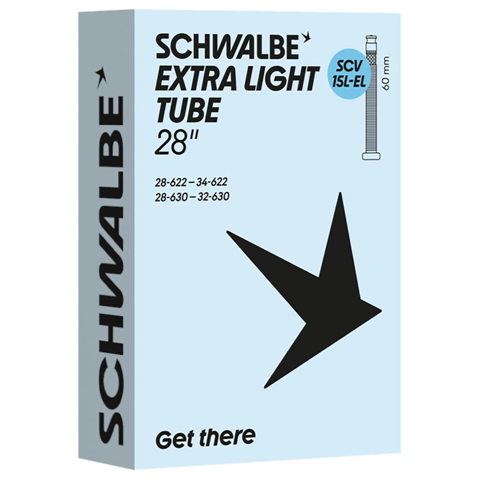 Schwalbe Bicycle Inner Tube SCV15L-EL Extra Light 28/34-622/630 IB Black 60 mm