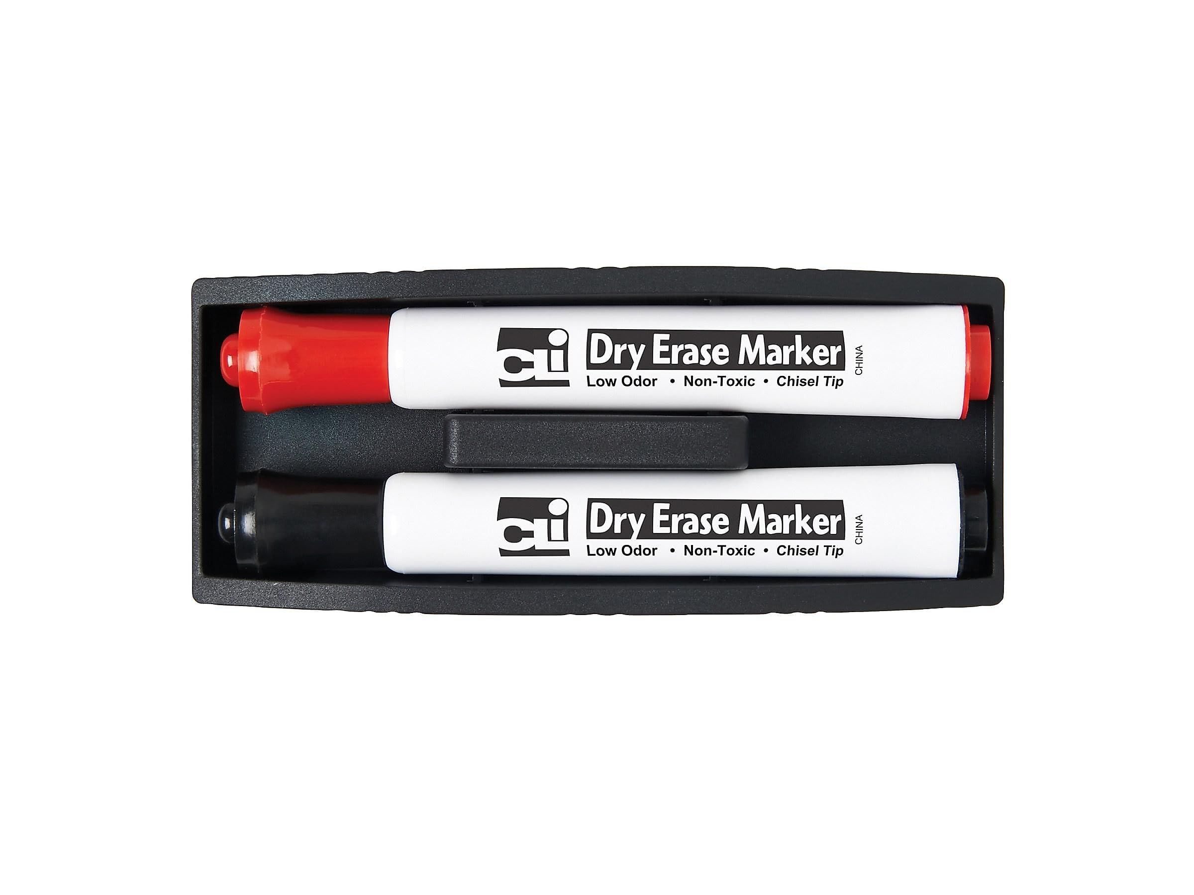 Charles Leonard Magnetic Whiteboard Eraser with 2 Dry Erase Markers, 1 Pack (74532)