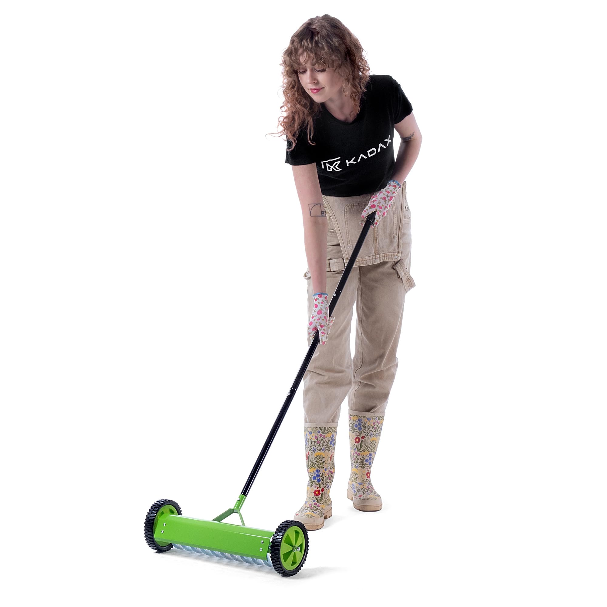 KADAX Scarificatore manuale da prato con ruote rastrello in metallo aeratore coltivatore