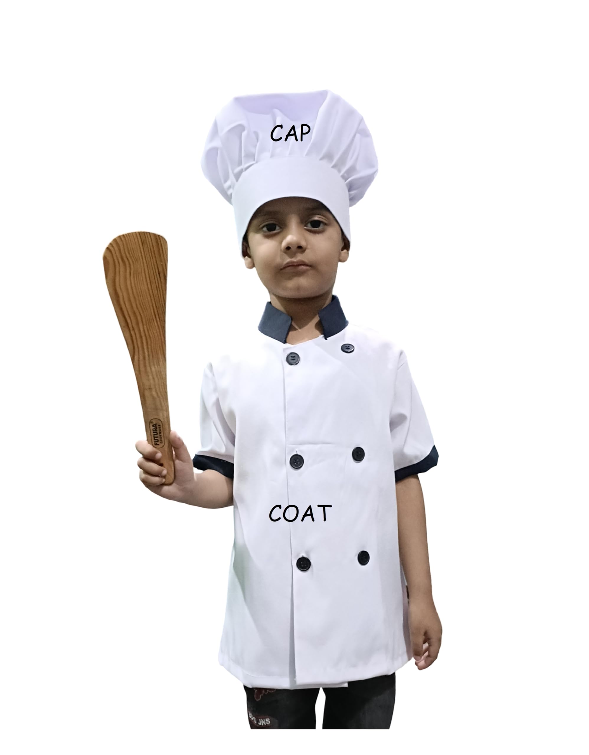 Fancy Design Hub, White Chef Coat+Cap+Apron, for Kids, Fancy Dress for Boys, Girls/Kids Fancy Dresses, Costumes [ School Prpgrams, Prentend Plays, Role Plays, Stage Shows]