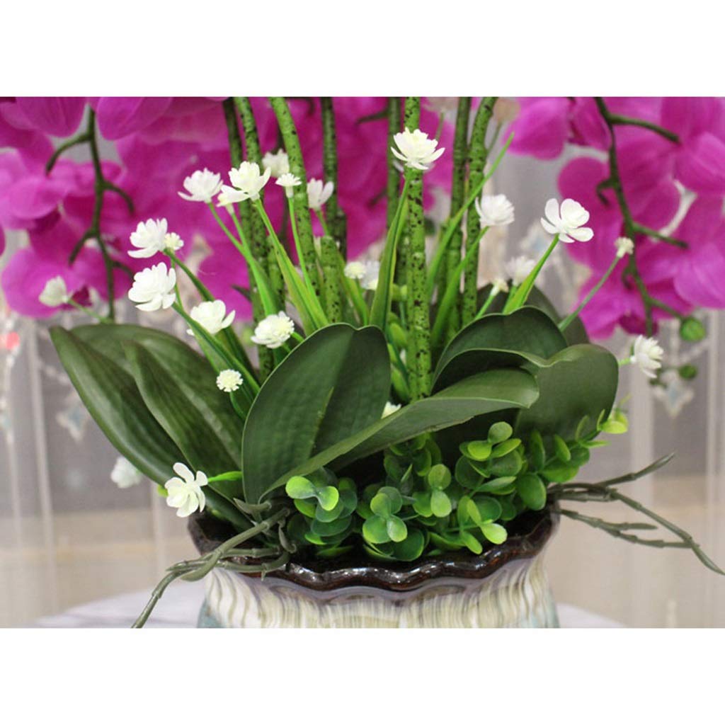 Große künstliche Phalaenopsis-Orchidee, künstliches Orchideen-Bonsai-Schmetterlingsorchideen-Set für die Heimdekoration, lila, Hochzeitsdekoration