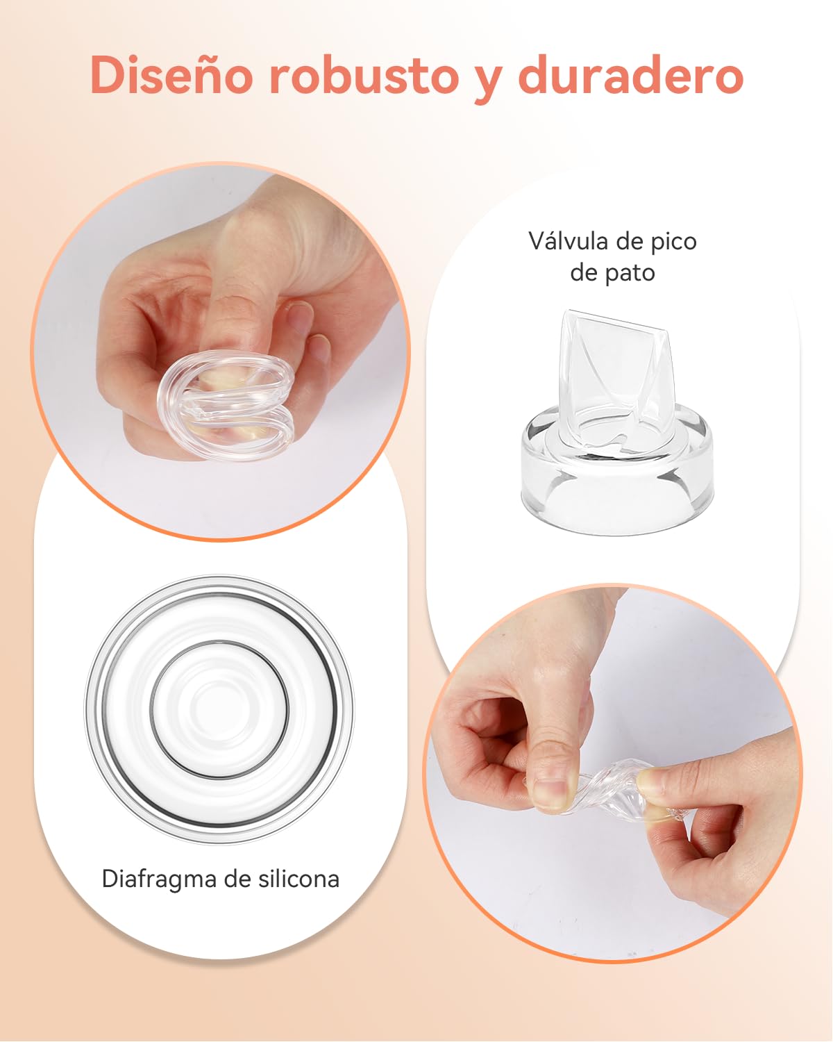 S9 Pro/S12 Pro Válvula de Pico de Pato & Diafragma de Silicona Piezas de Repuesto Compatibles con Extractor Portátil Momcozy–Silicona Alimentaria Sin BPA Accesorios(Pack de 6:4 Válvulas+2 Diafragmas)