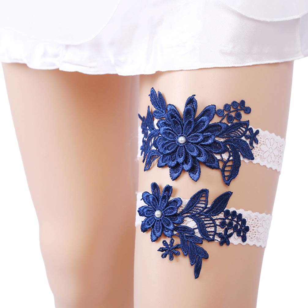 ACiyD Ceinture 1 Paire Mariage Tissu jarretière Fleur Perle Jambe Anneau Ceinture mariée Robe Accessoires