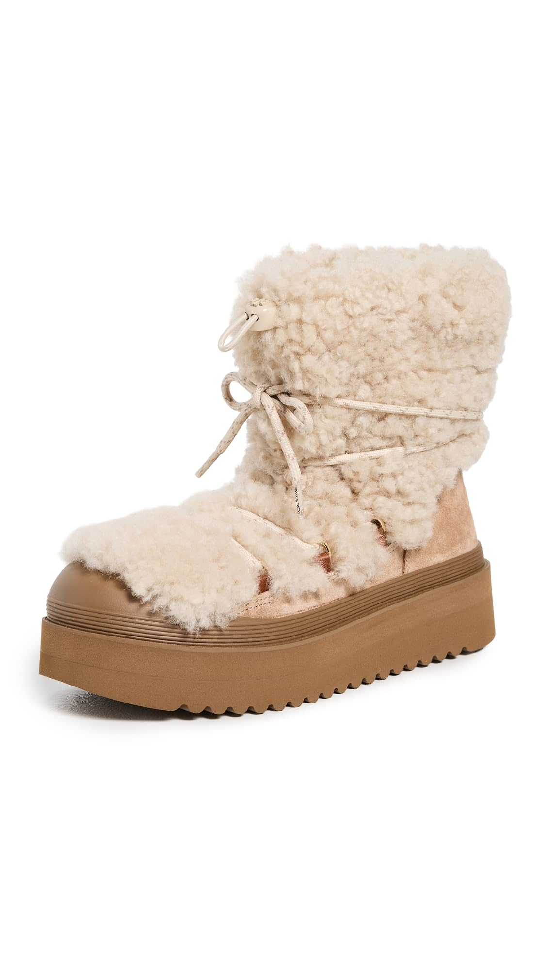 Tory Burch Womens Mellow Shearling Lace Up Boots