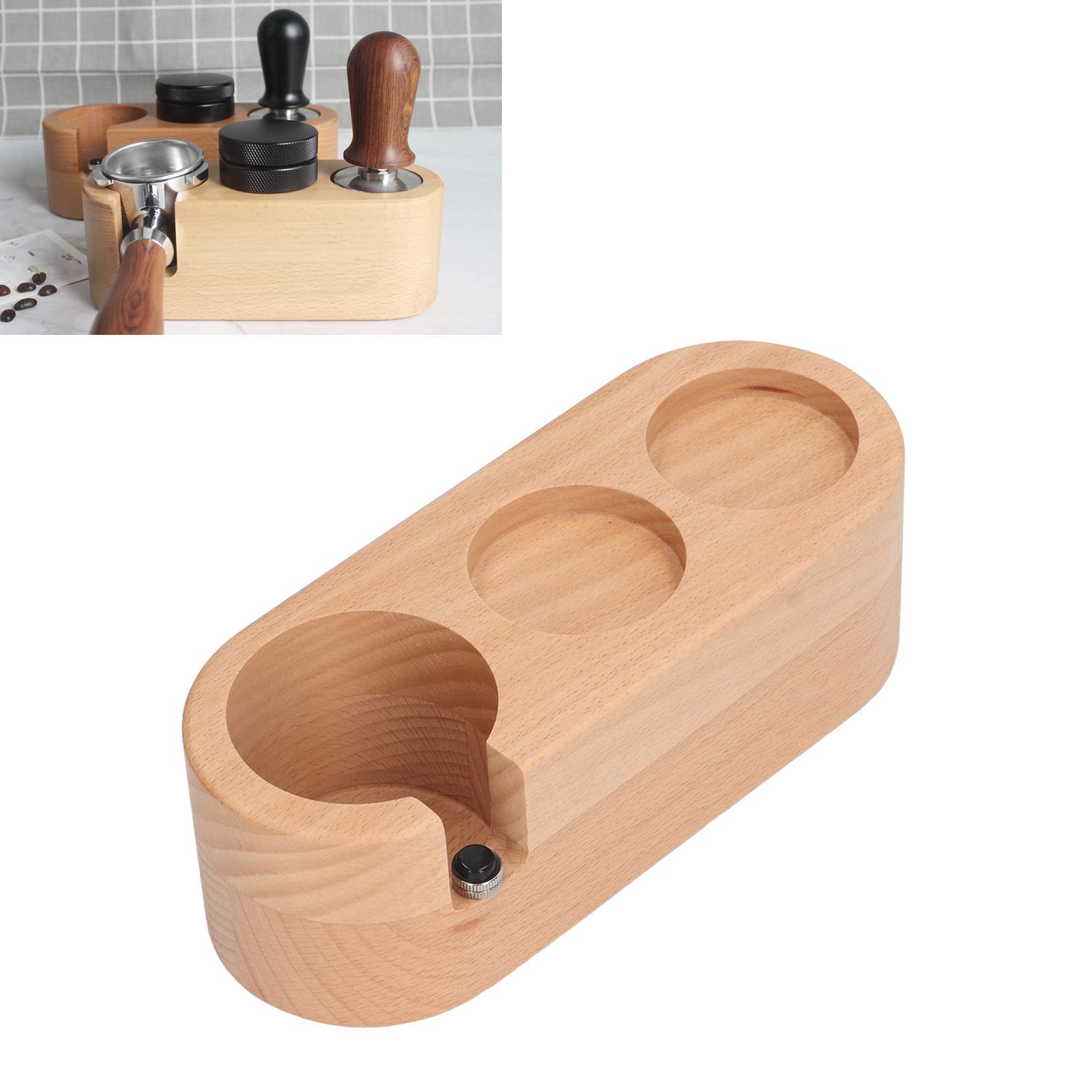 Fdit Estación de Manipulación, Diseño de Ranura para Tarjeta de Ahorro de Trabajo Beechwood Stable Prevent Slip Tamper Mat Stand para Niveladores (51 mm)